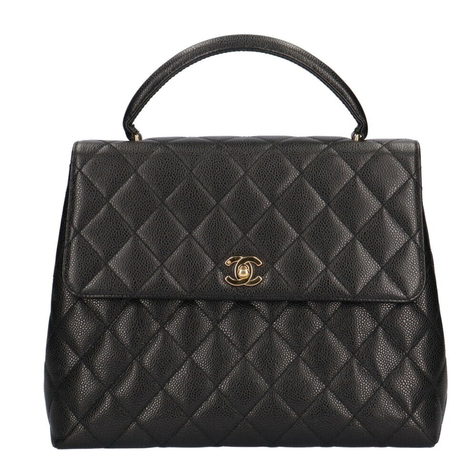 Chanel Black Caviar Leather Handbag (Pre-Owned)