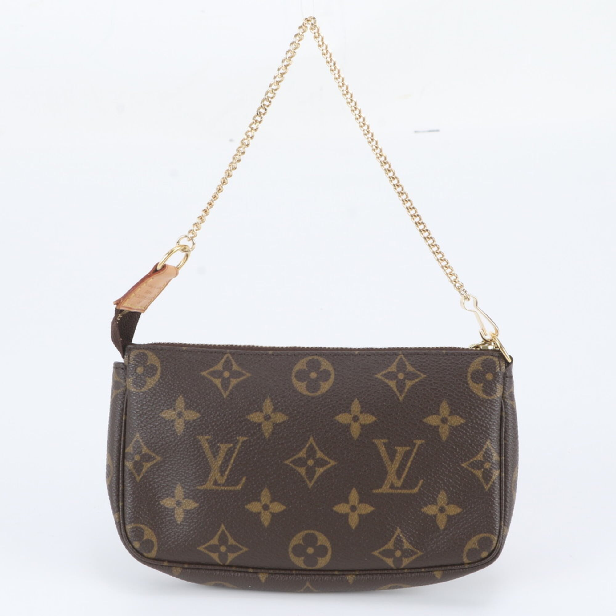 Louis Vuitton Brown Leather Coated Canvas Handbag Pochette Tote Bag (Pre-Owned)