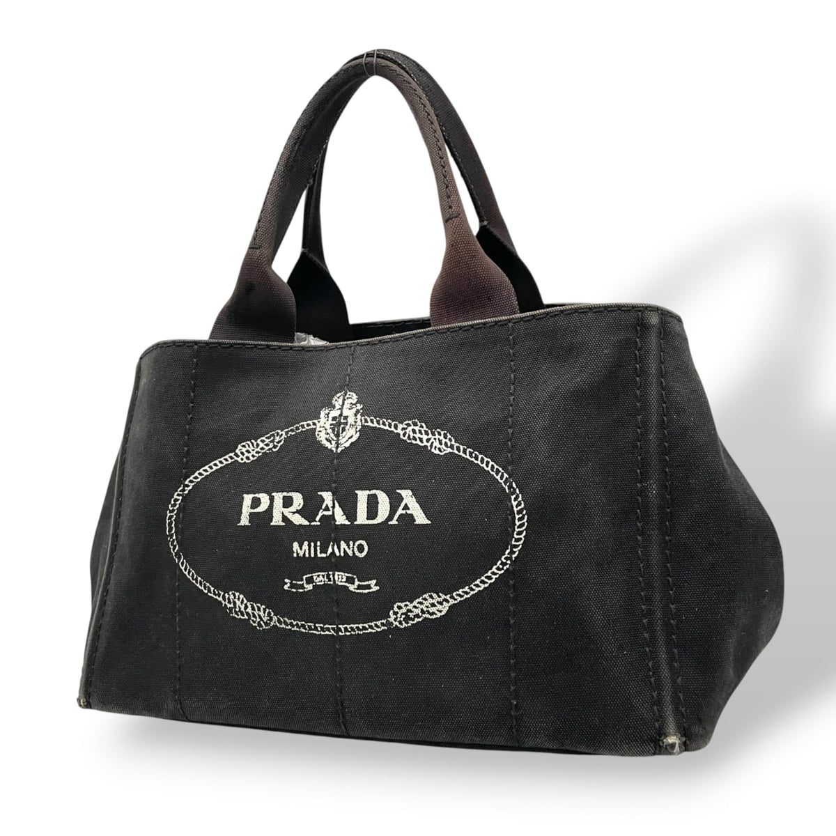 Prada Black Canvas Handbag Tote Bag (Pre-Owned)