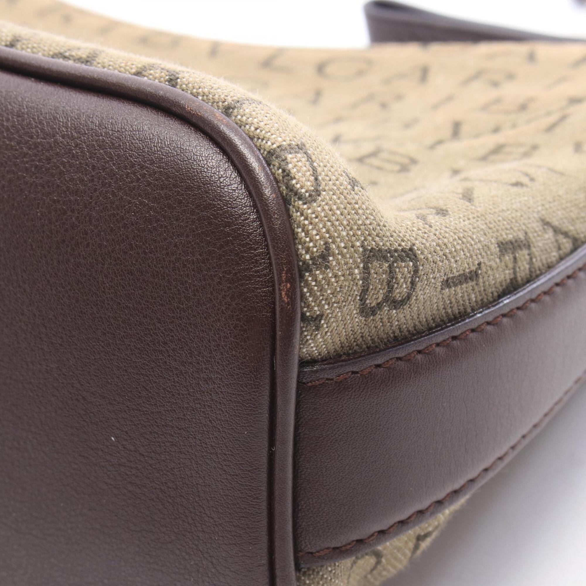 Bvlgari Brown Khaki Canvas Leather Handbag Shoulder Bag (Pre-Owned)