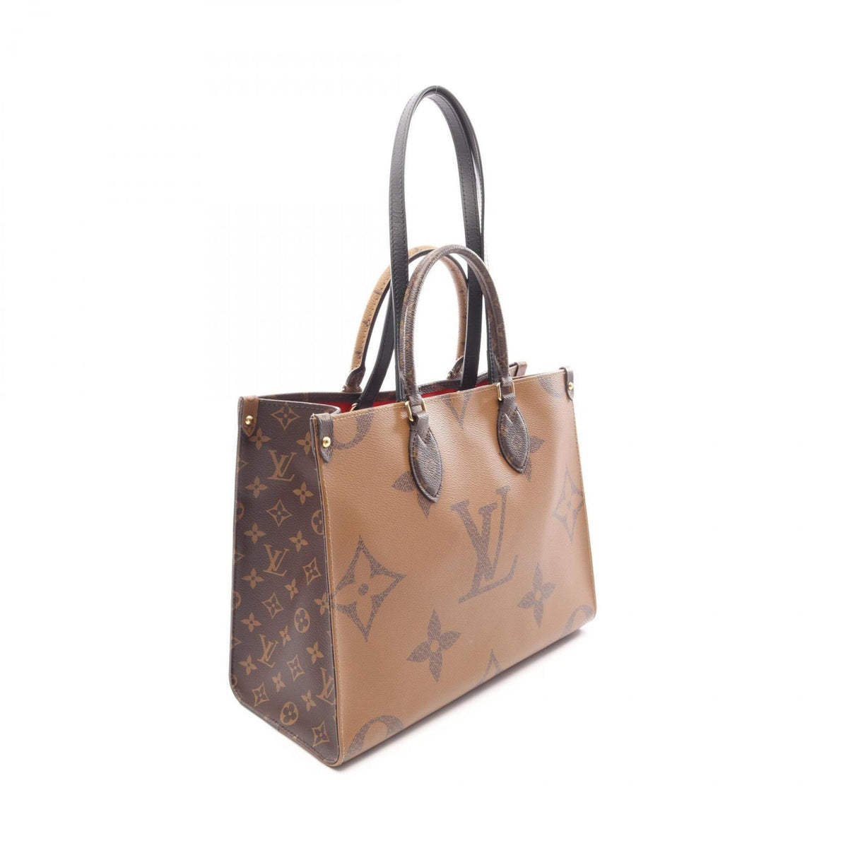 Louis Vuitton Beige Brown Coated Canvas Leather Handbag Tote Bag (Pre-Owned)