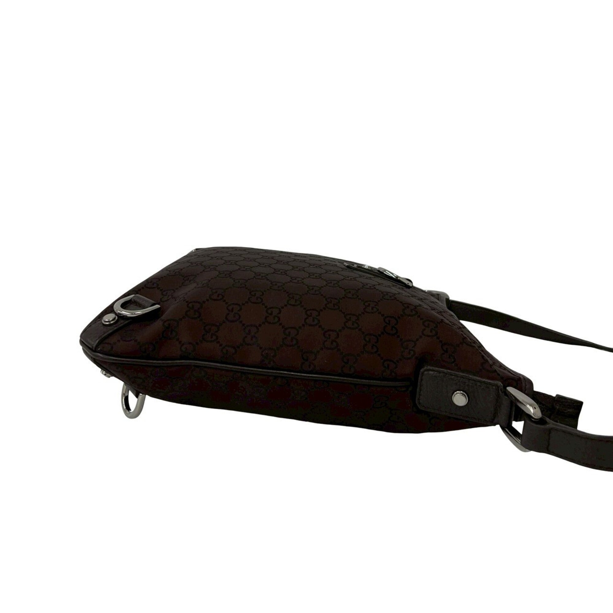 Gucci Brown Nylon Leather Pochette Shoulder Bag (Pre-Owned)