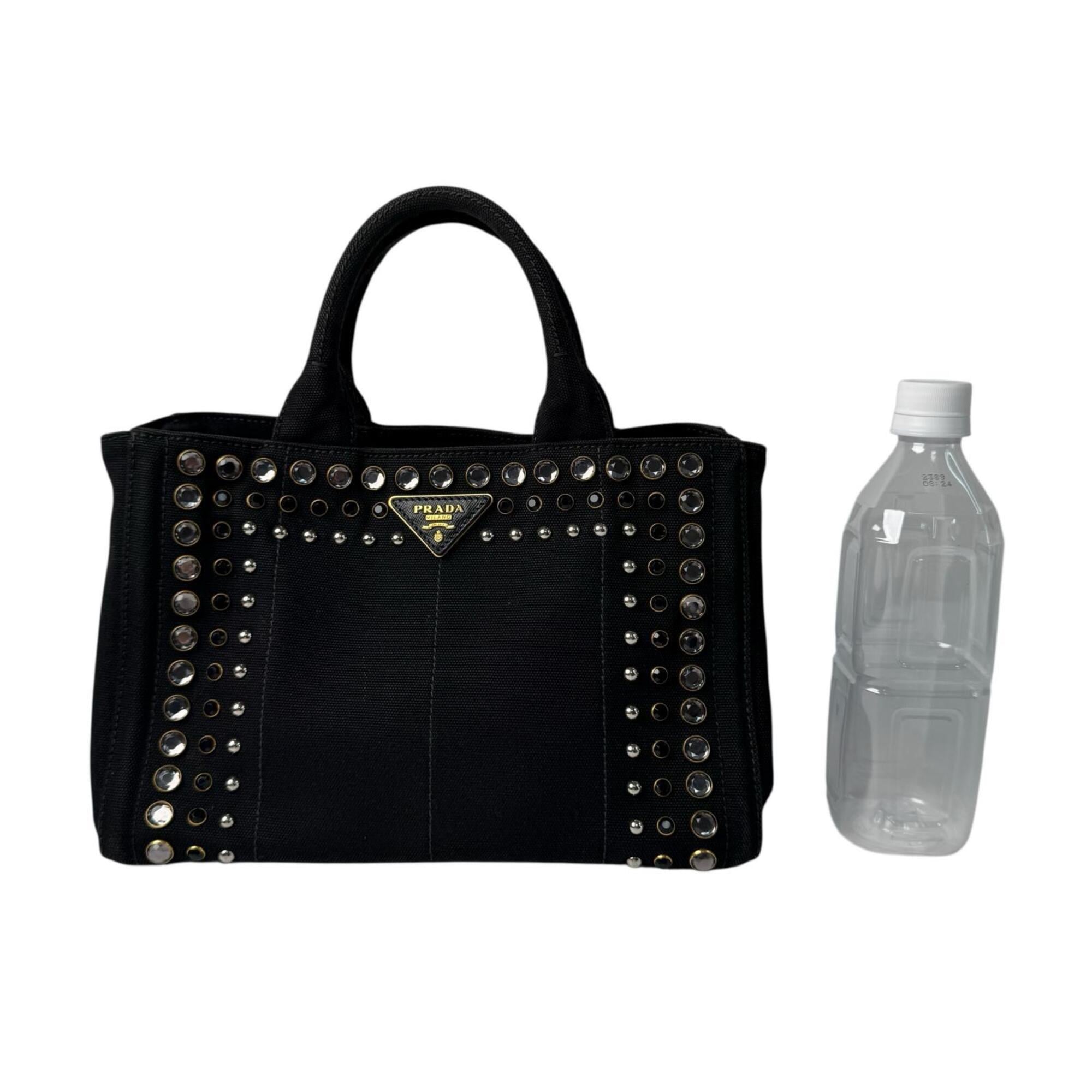 Prada Black Canvas Handbag Shoulder Bag Tote Bag (Pre-Owned)