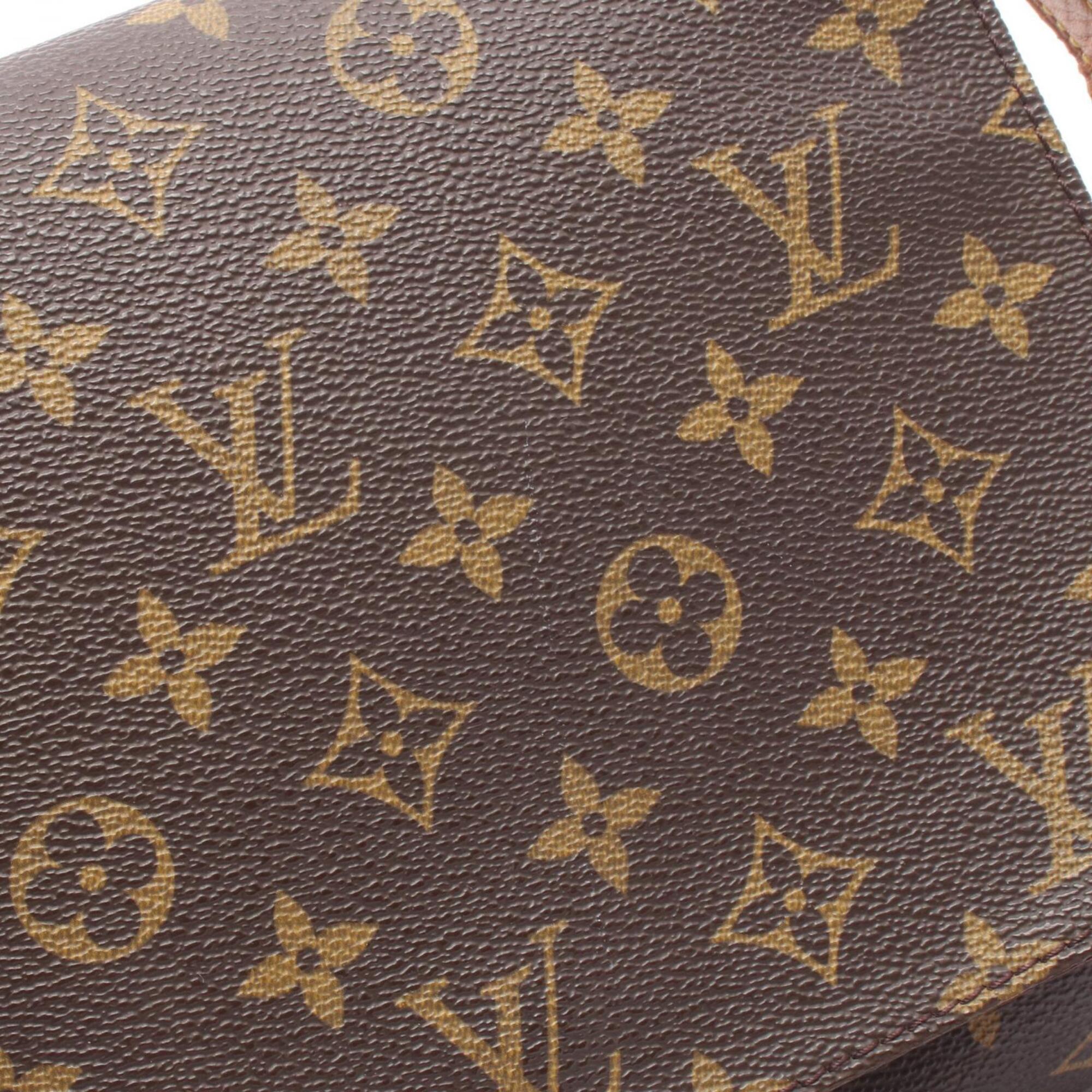 Louis Vuitton Brown Coated Canvas Leather Handbag Shoulder Bag (Pre-Owned)