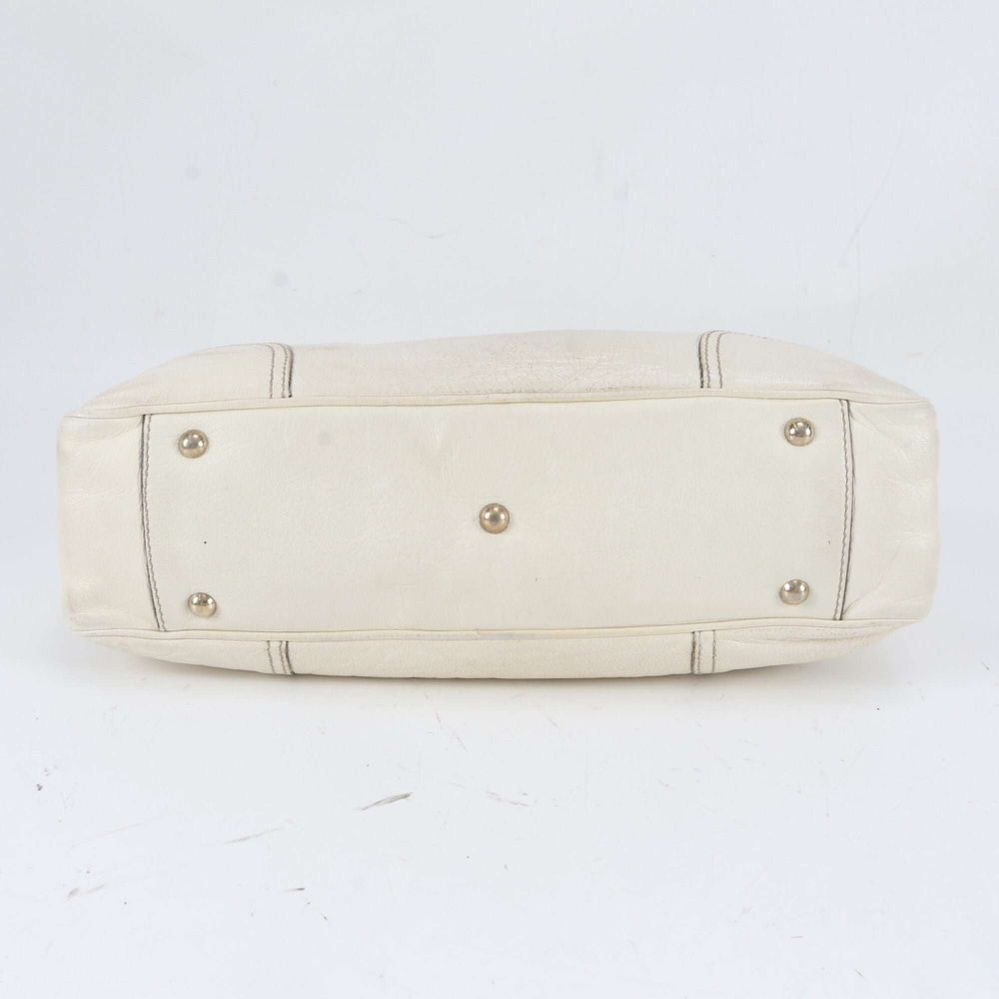 Gucci Ivory Leather Handbag Shoulder Bag Tote Bag (Pre-Owned)