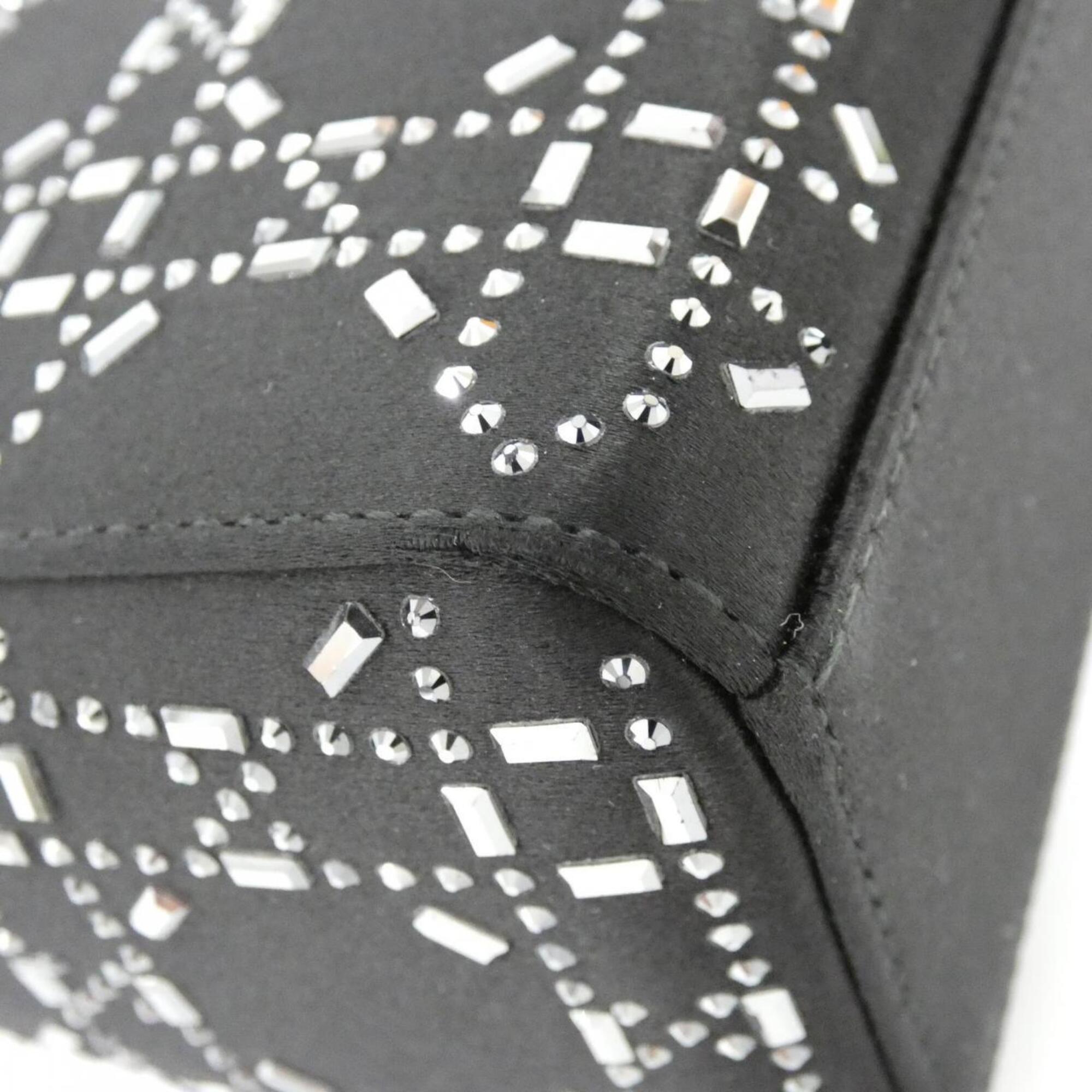 Christian Dior Black White Satin Handbag (Pre-Owned)