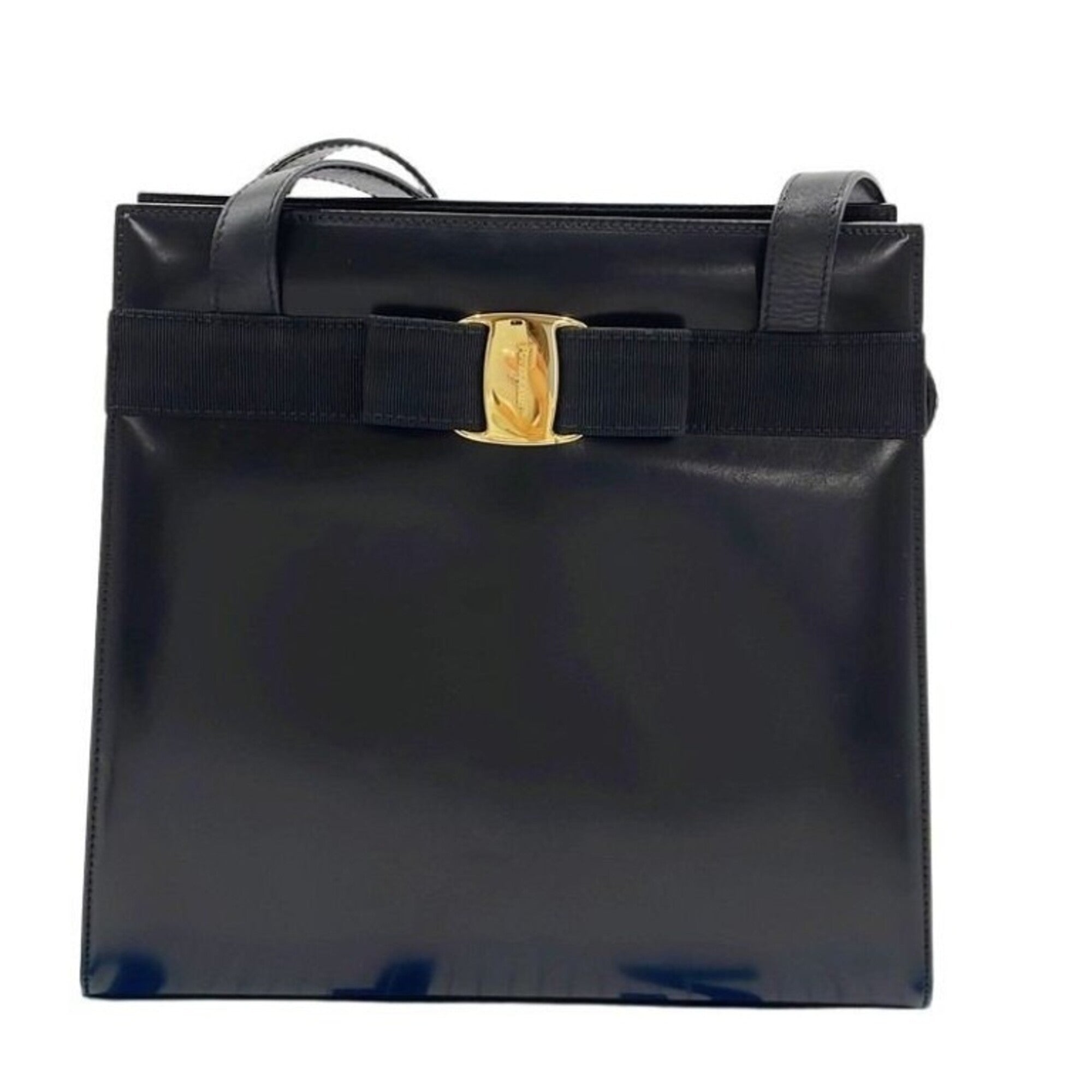 Salvatore Ferragamo Black Leather Shoulder Bag (Pre-Owned)