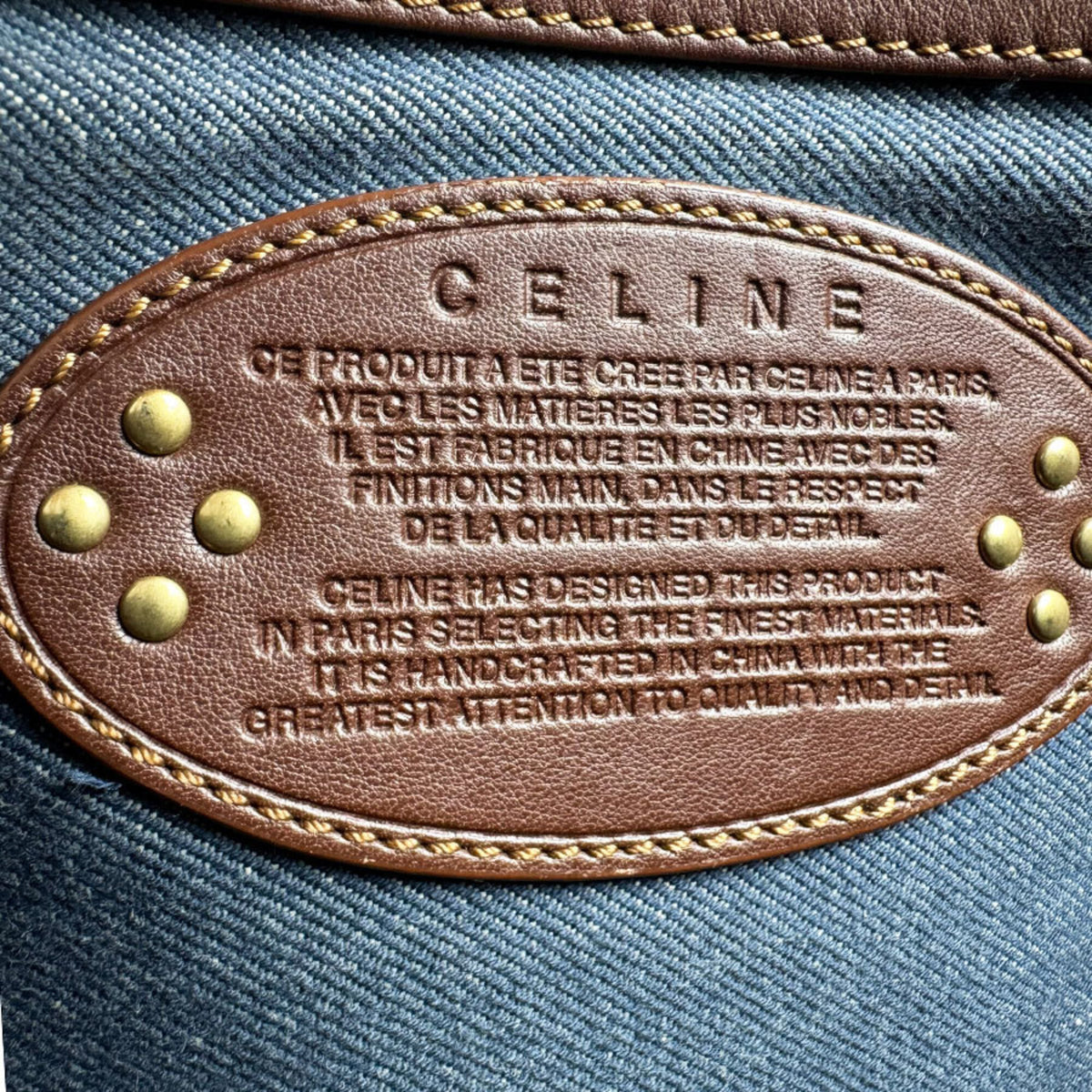 Celine Blue Brown Denim Leather Handbag (Pre-Owned)