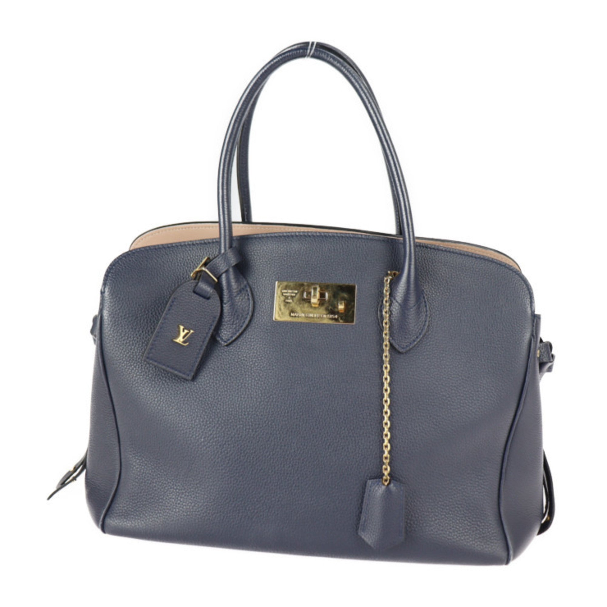 Louis Vuitton Navy Blue Leather Handbag Shoulder Bag (Pre-Owned)