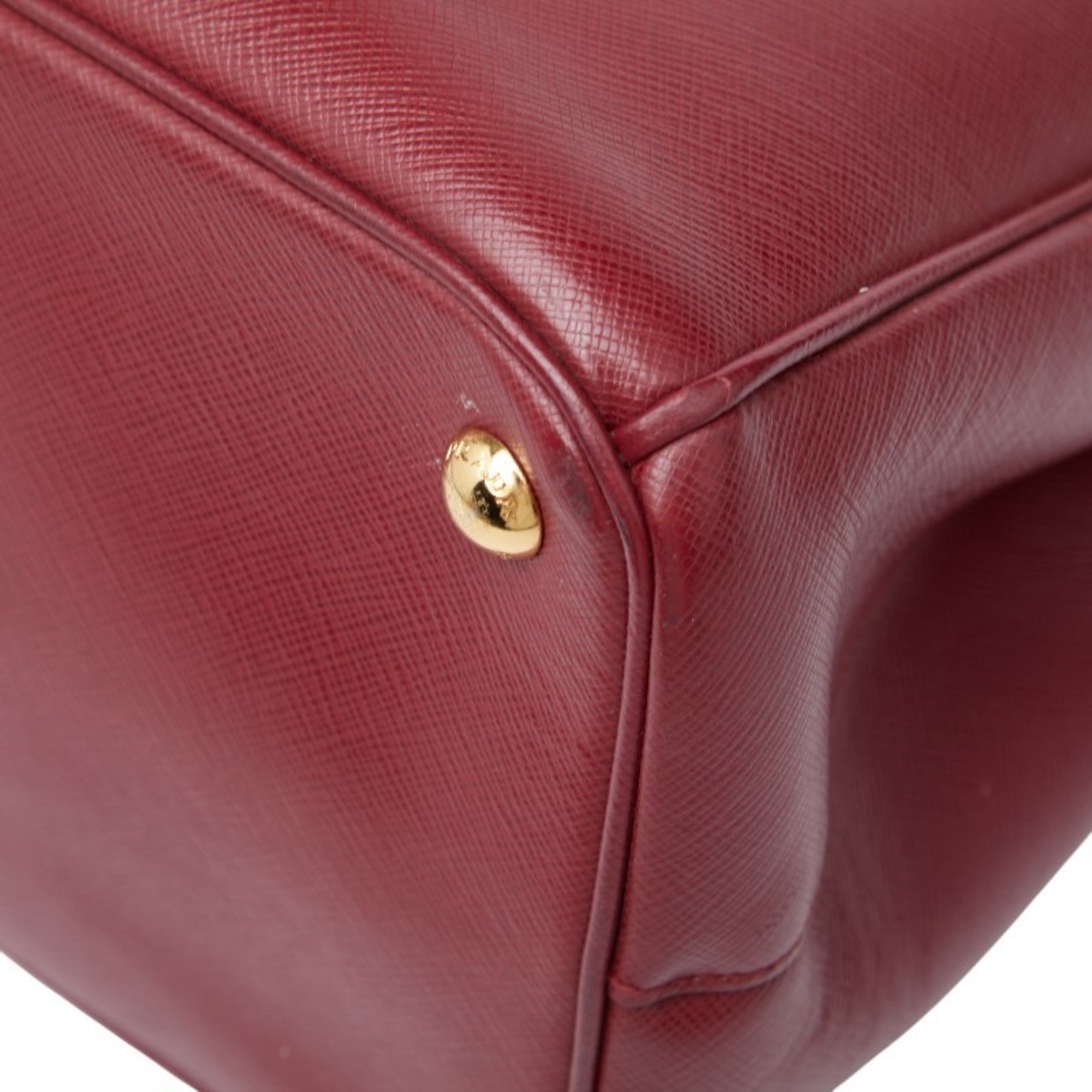 Prada Bordeaux Red Color Wine Leather Handbag Shoulder Bag (Pre-Owned)