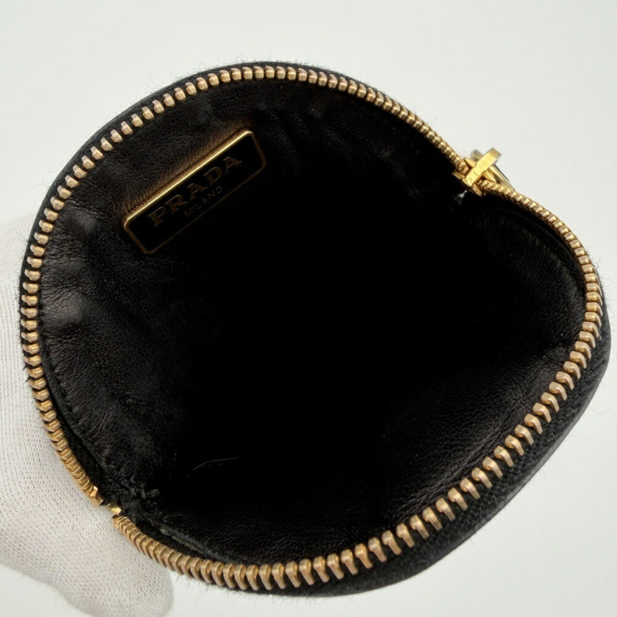 Prada Saffiano Black Nappa Leather Saffiano Coin Purse/Coin Case (Pre-Owned)