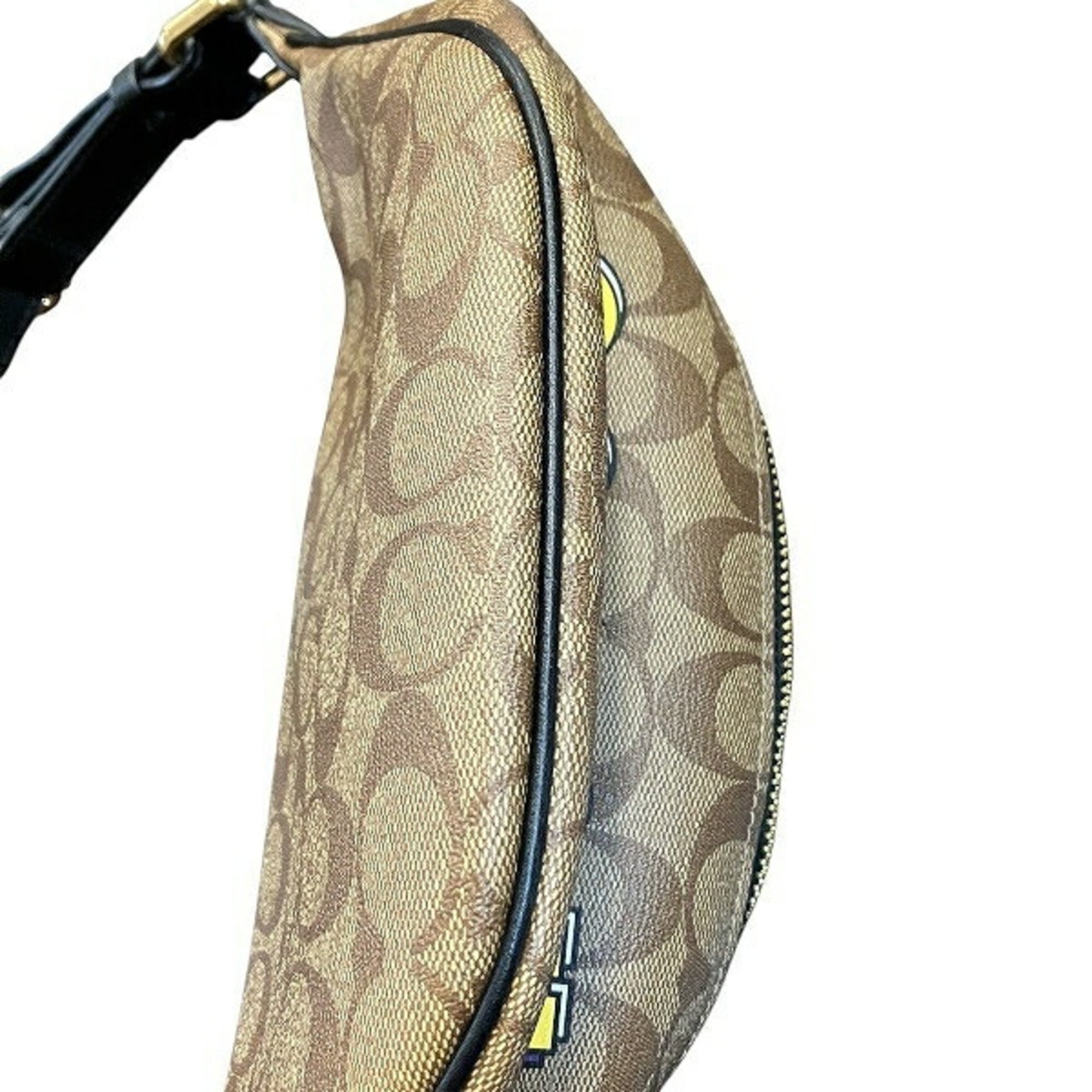 Coach Black Brown Signature Line Pvc Fanny Pack (Pre-Owned)