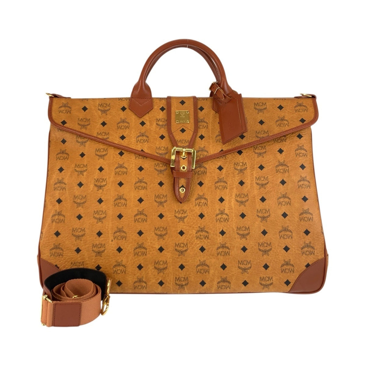 Mcm Brown Leather Boston Bag Shoulder Bag (Pre-Owned)