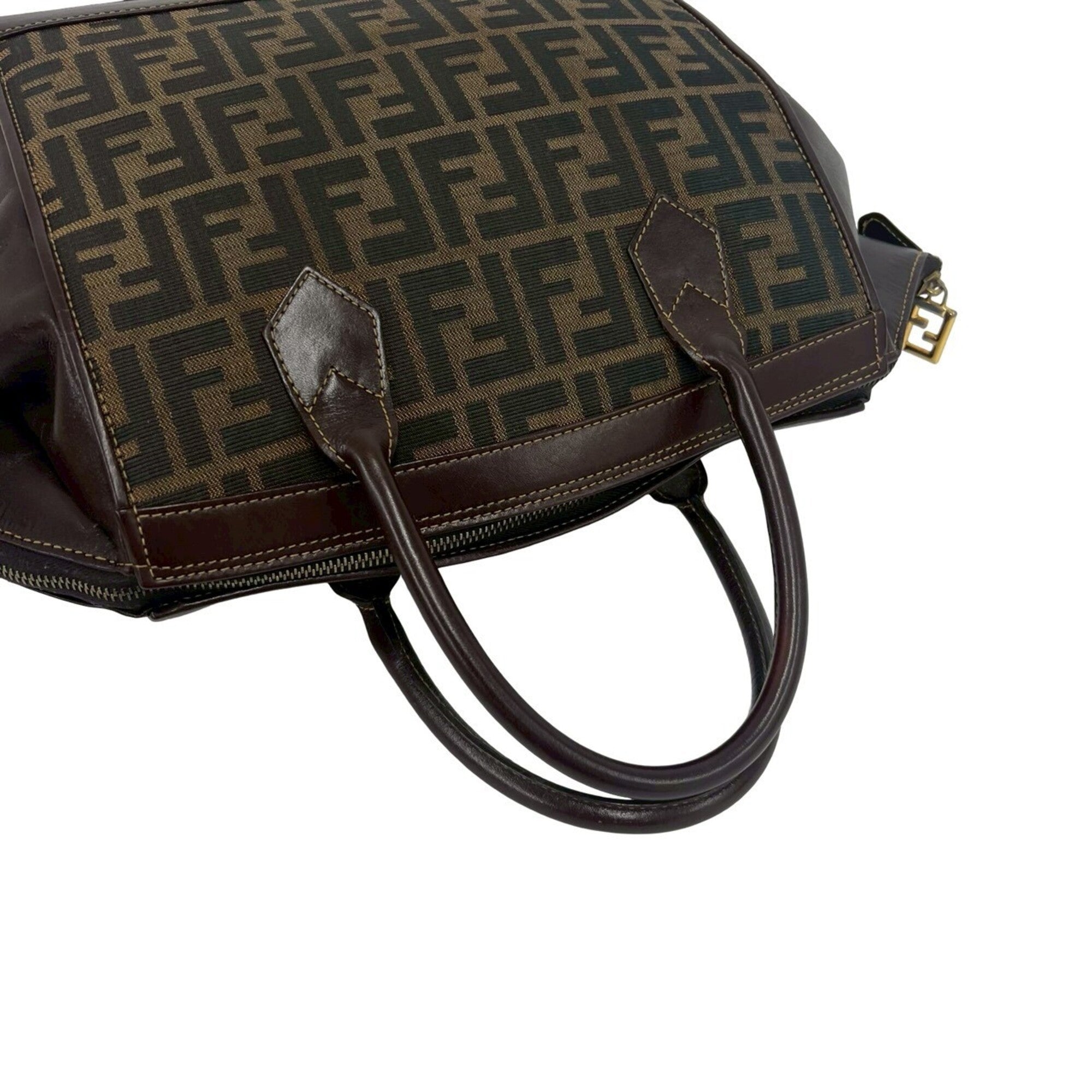 Fendi Brown Canvas Leather Handbag Shoulder Bag (Pre-Owned)