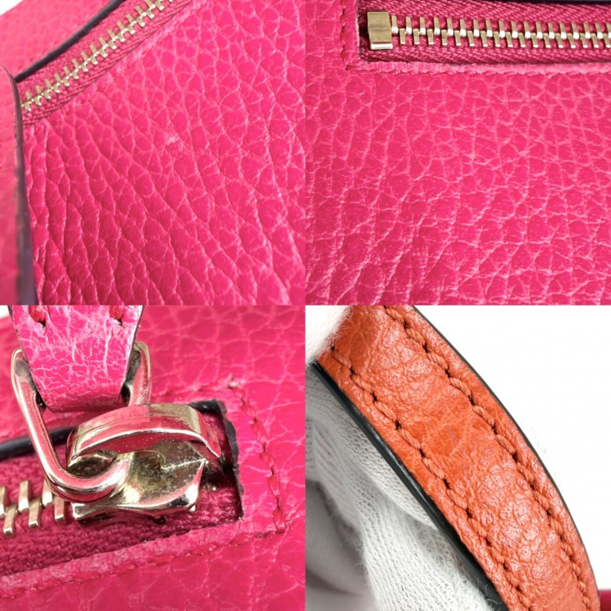 Gucci Orange Pink Leather Handbag Tote Bag (Pre-Owned)