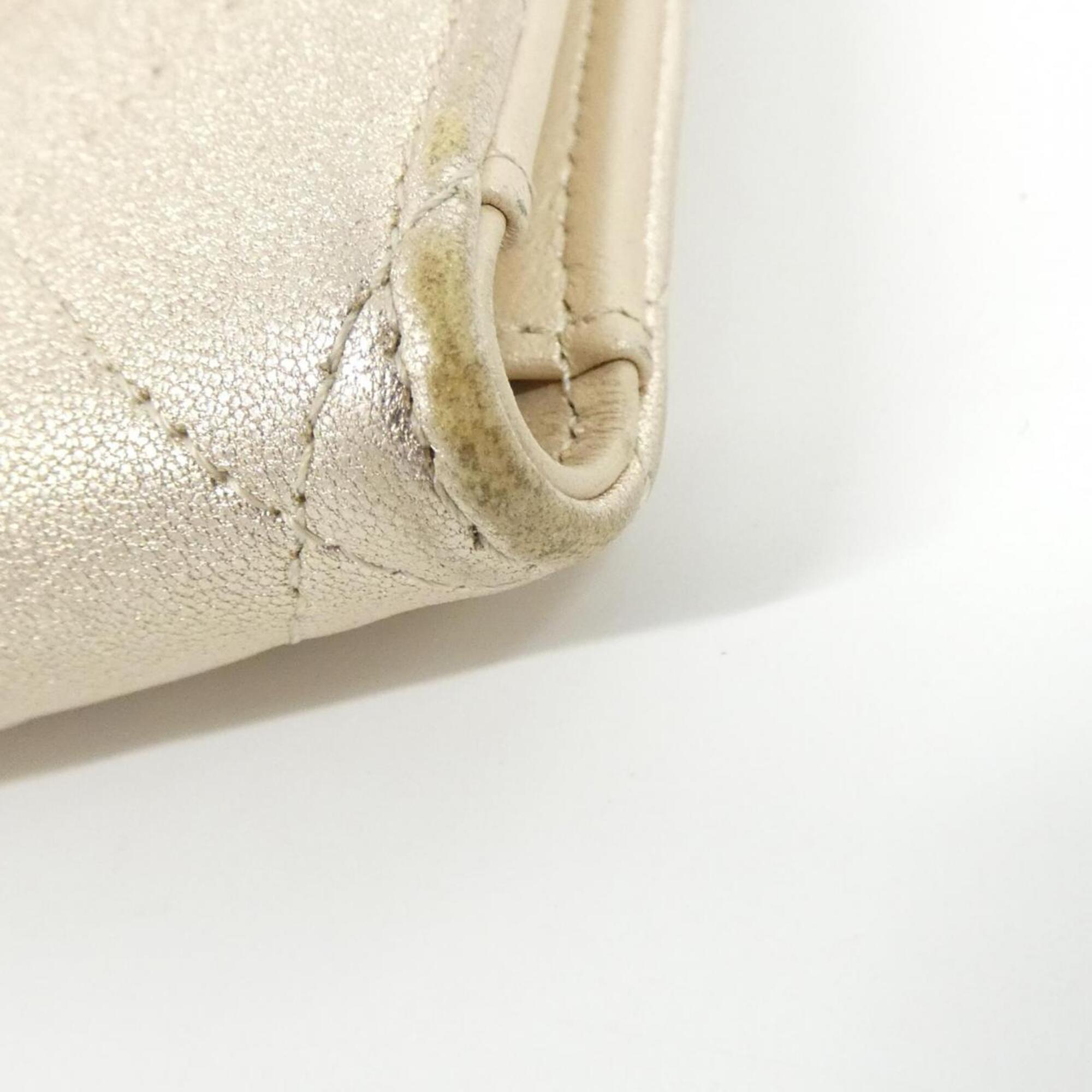 Chanel Gold Leather Wallet (Tri-Fold) (Pre-Owned)