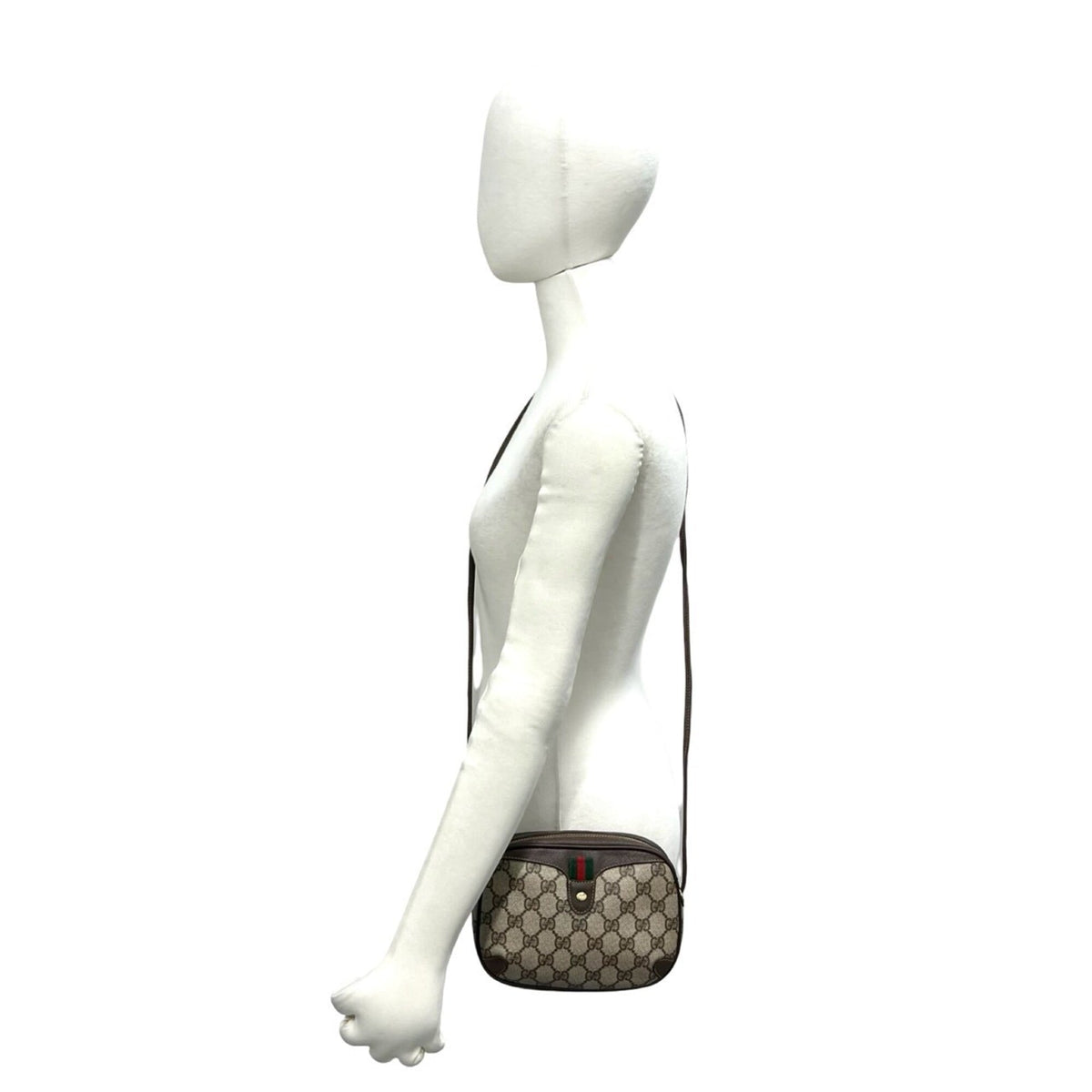 Gucci Brown Green Red Color Pvc Leather Shoulder Bag (Pre-Owned)