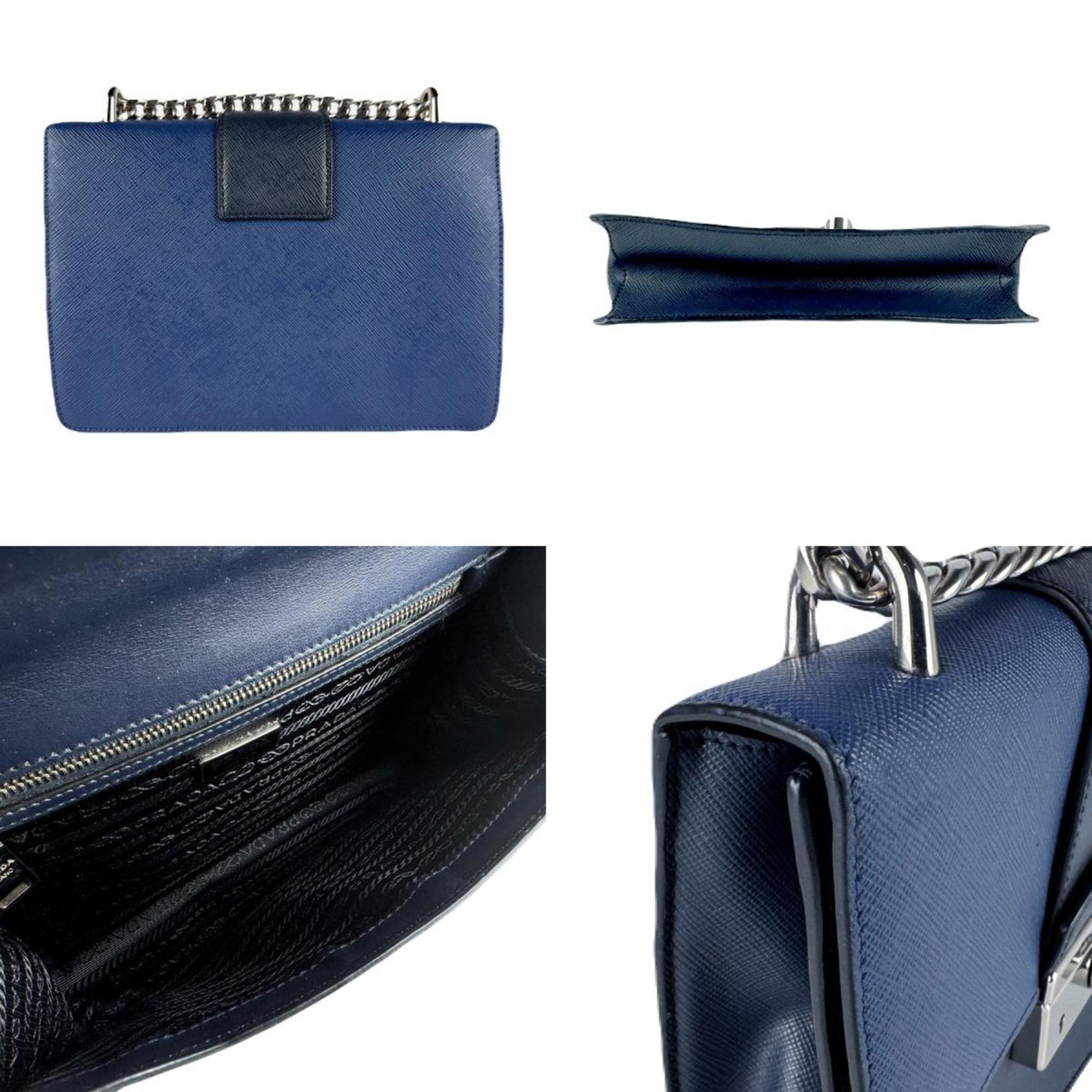 Prada Navy Leather Shoulder Bag (Pre-Owned)
