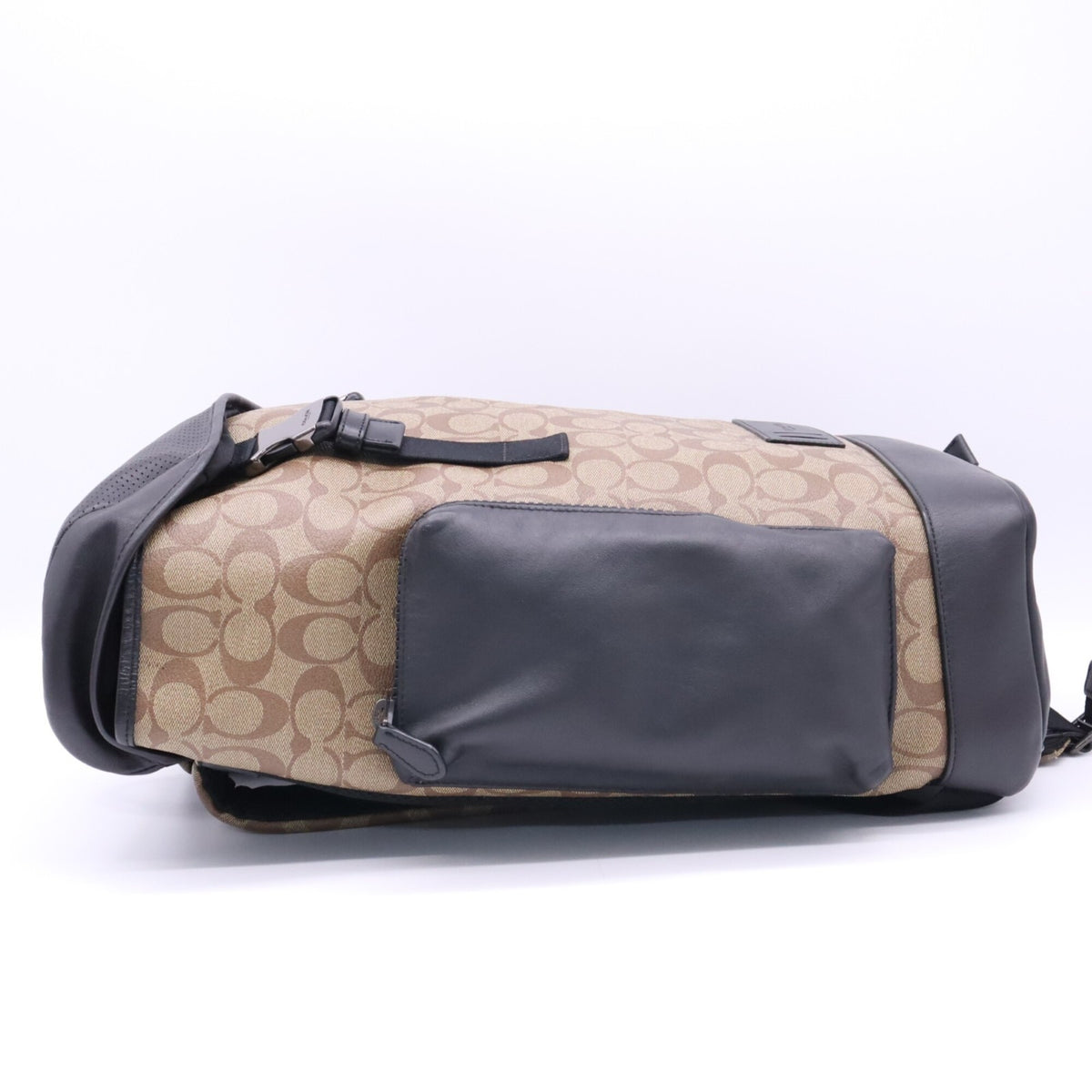Coach Beige Black Canvas Leather Backpack (Pre-Owned)