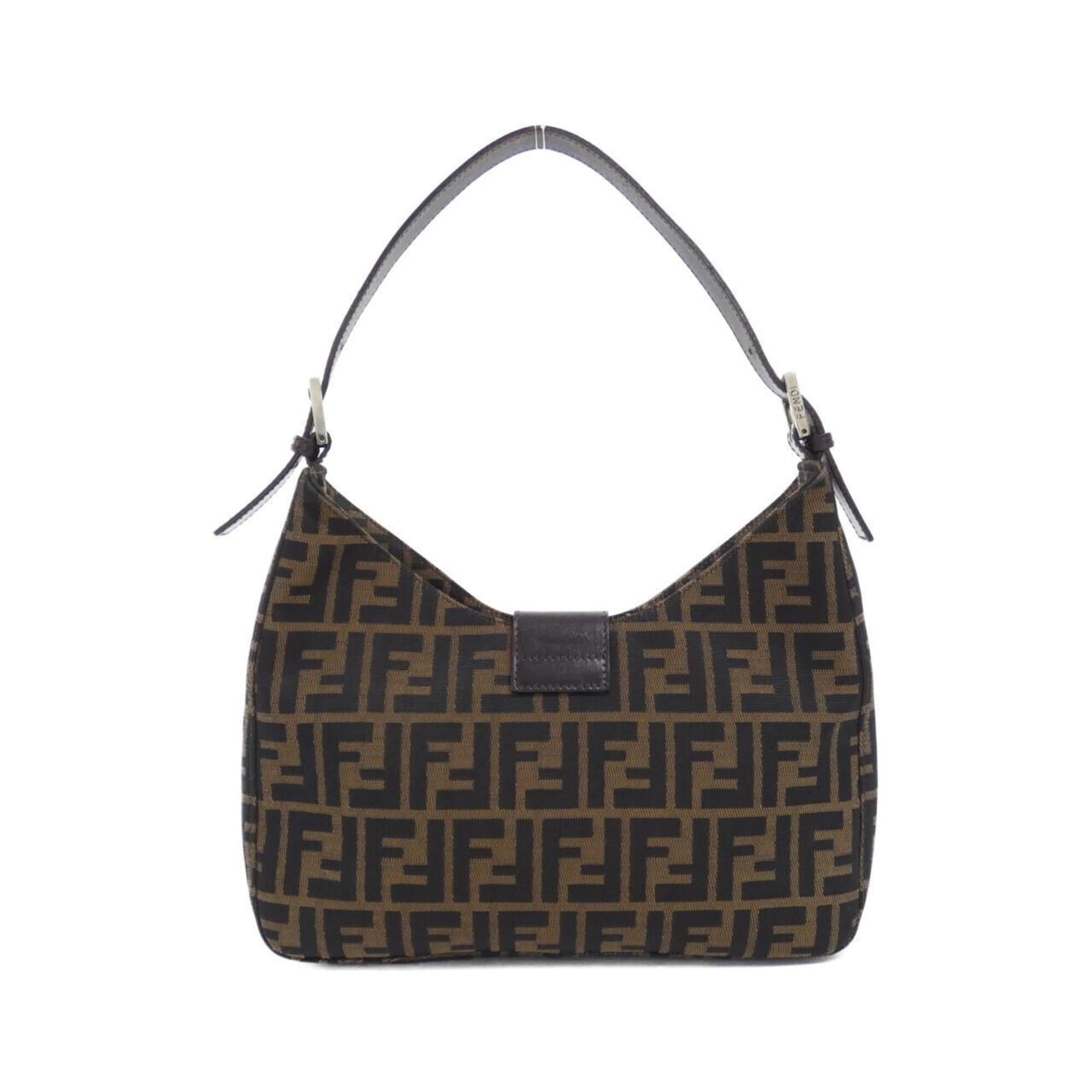 Fendi Silver Canvas Shoulder Bag (Pre-Owned)