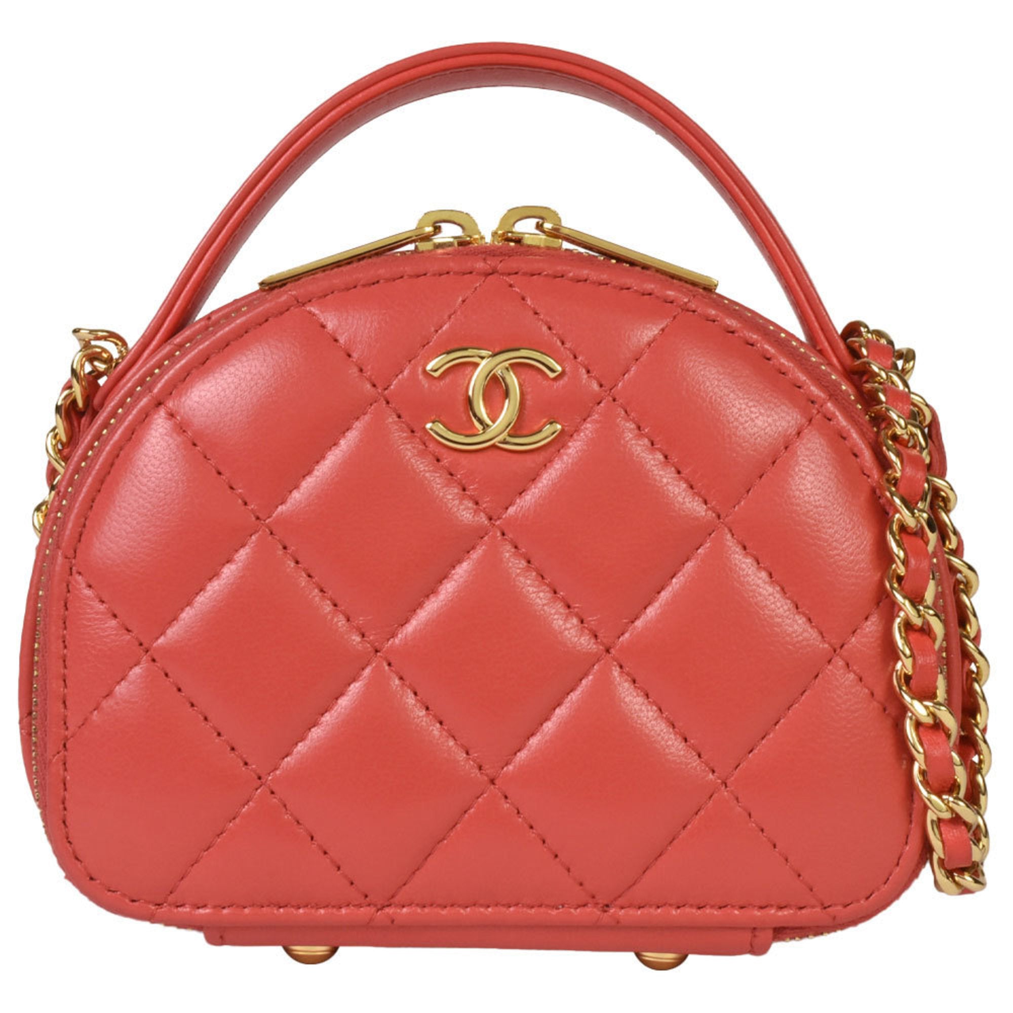 Chanel Matelasse Red Color Leather Clutch Bag Shoulder Bag (Pre-Owned)