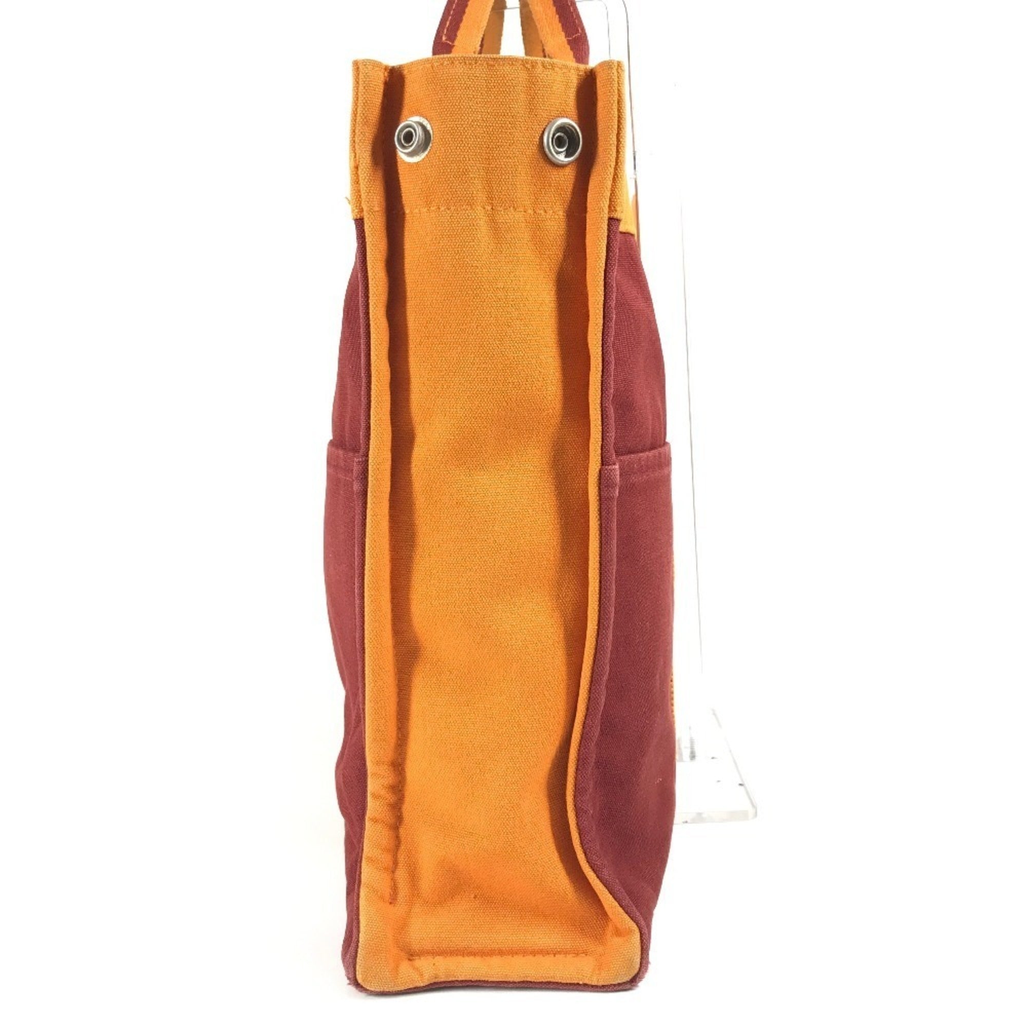 Hermes Orange Red Color Cotton Handbag Tote Bag (Pre-Owned)