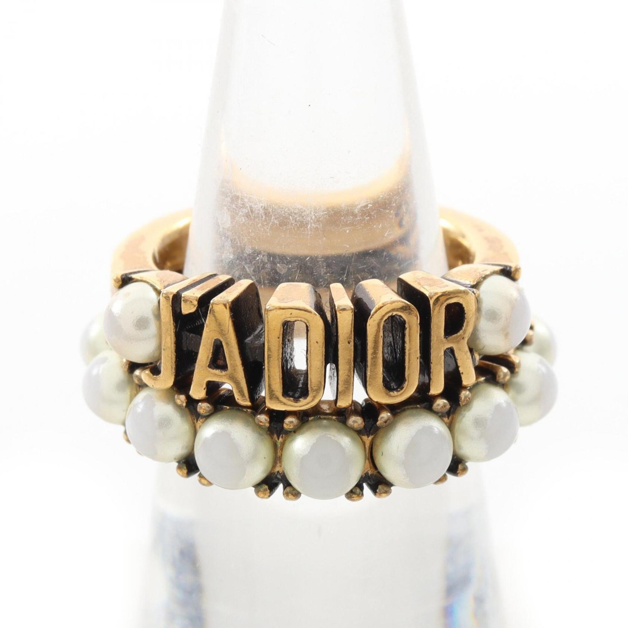 Christian Dior Gold White Gold Plating Band Ring (Pre-Owned)