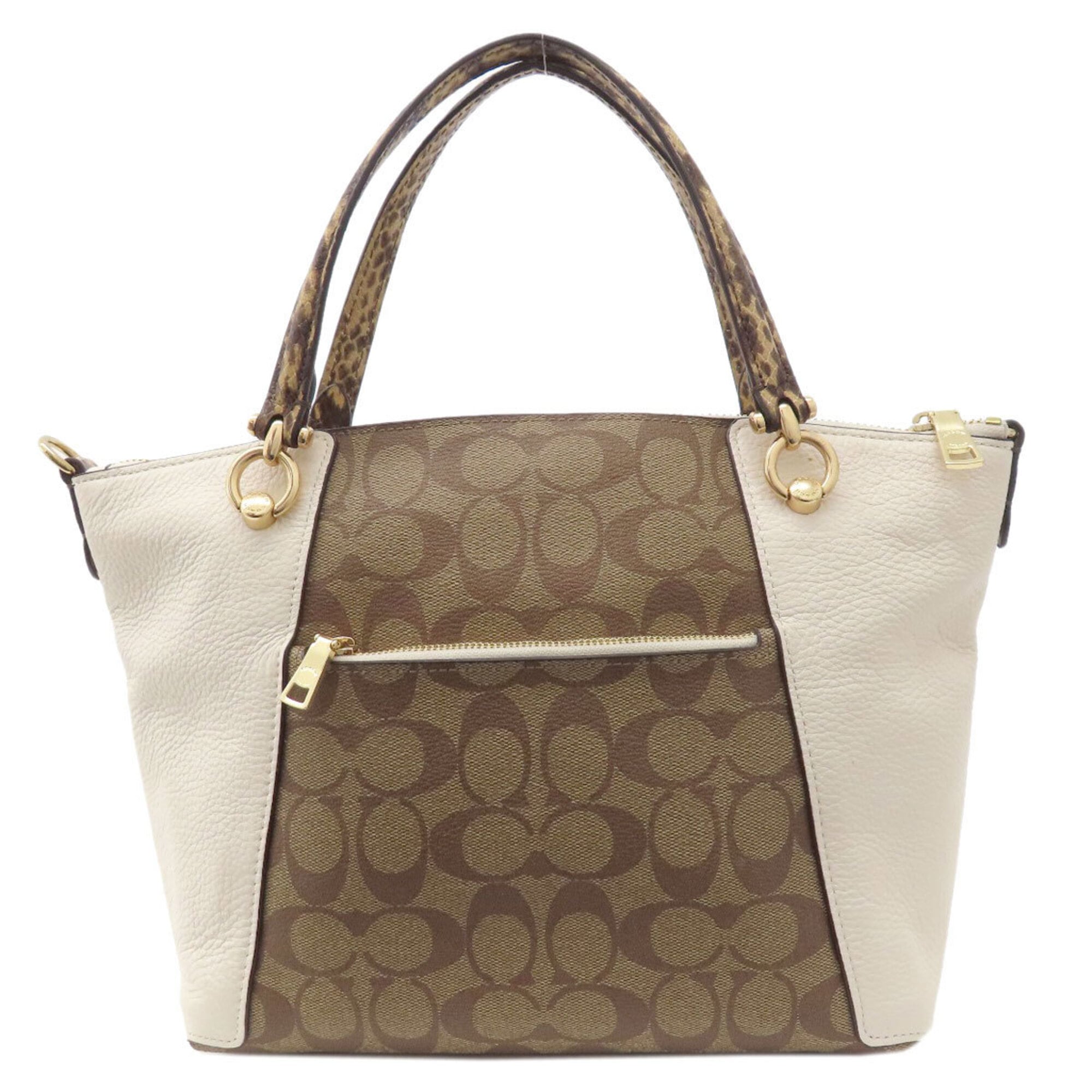 Coach Brown White Pvc Leather Handbag (Pre-Owned)