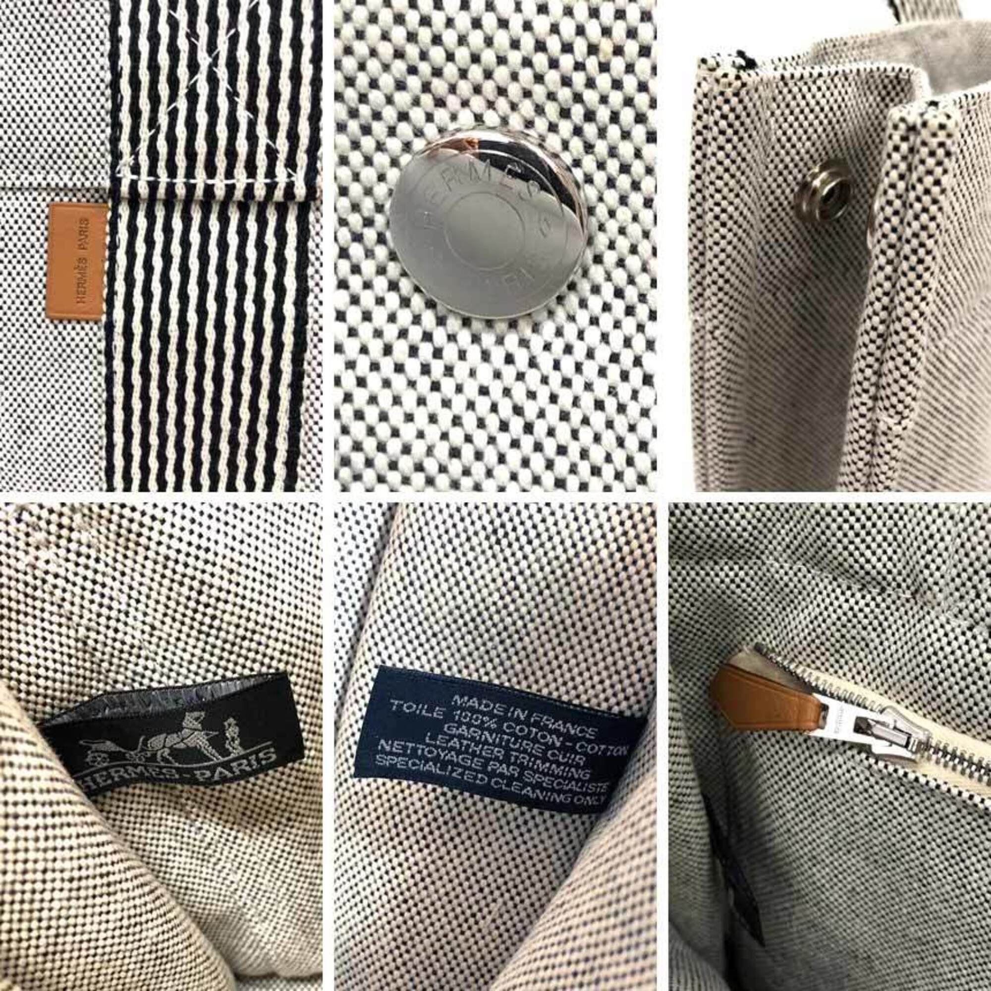 Hermes Gray Cotton Canvas Handbag Tote Bag (Pre-Owned)
