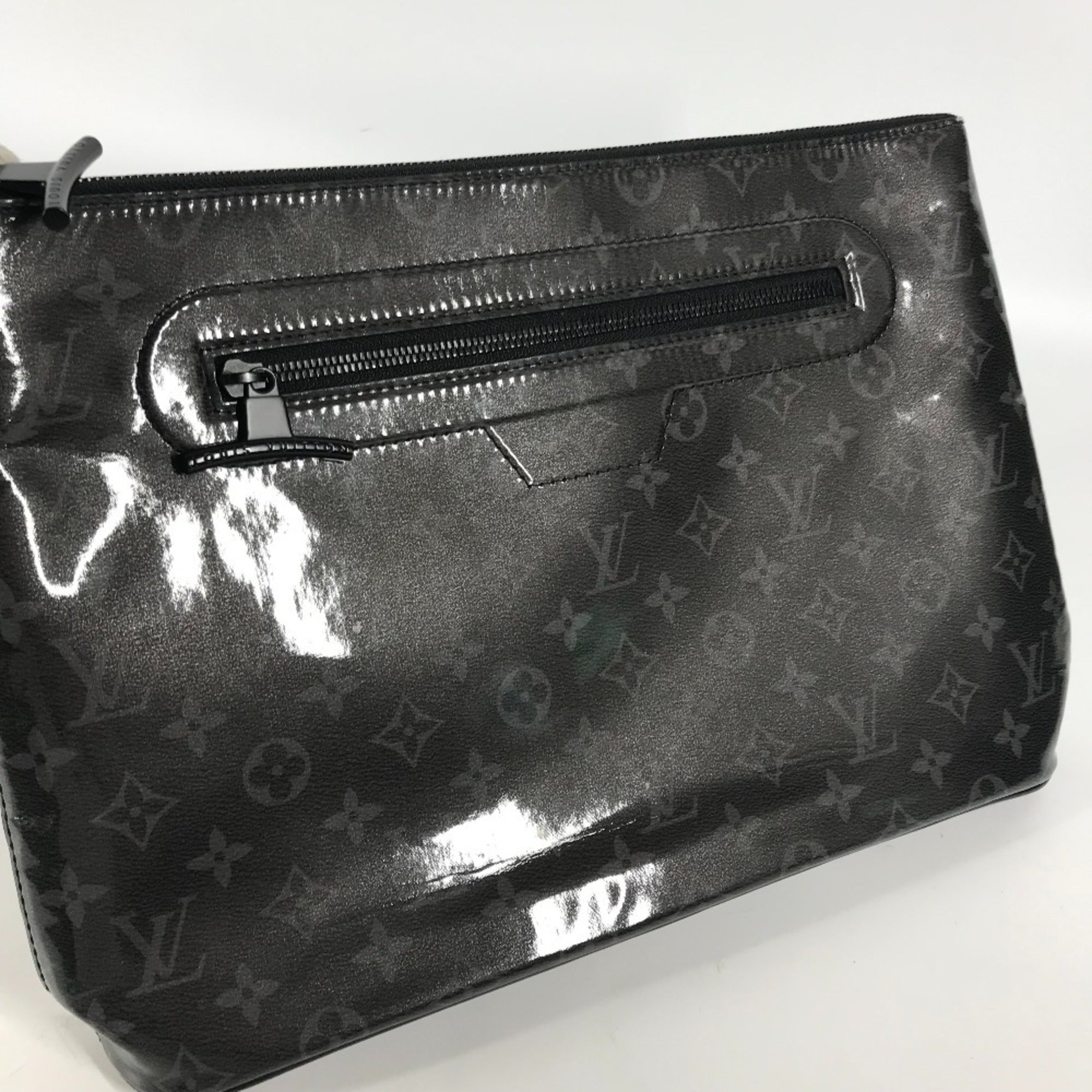 Louis Vuitton Black Vinyl Leather Clutch Bag Pochette Pouch (Pre-Owned)