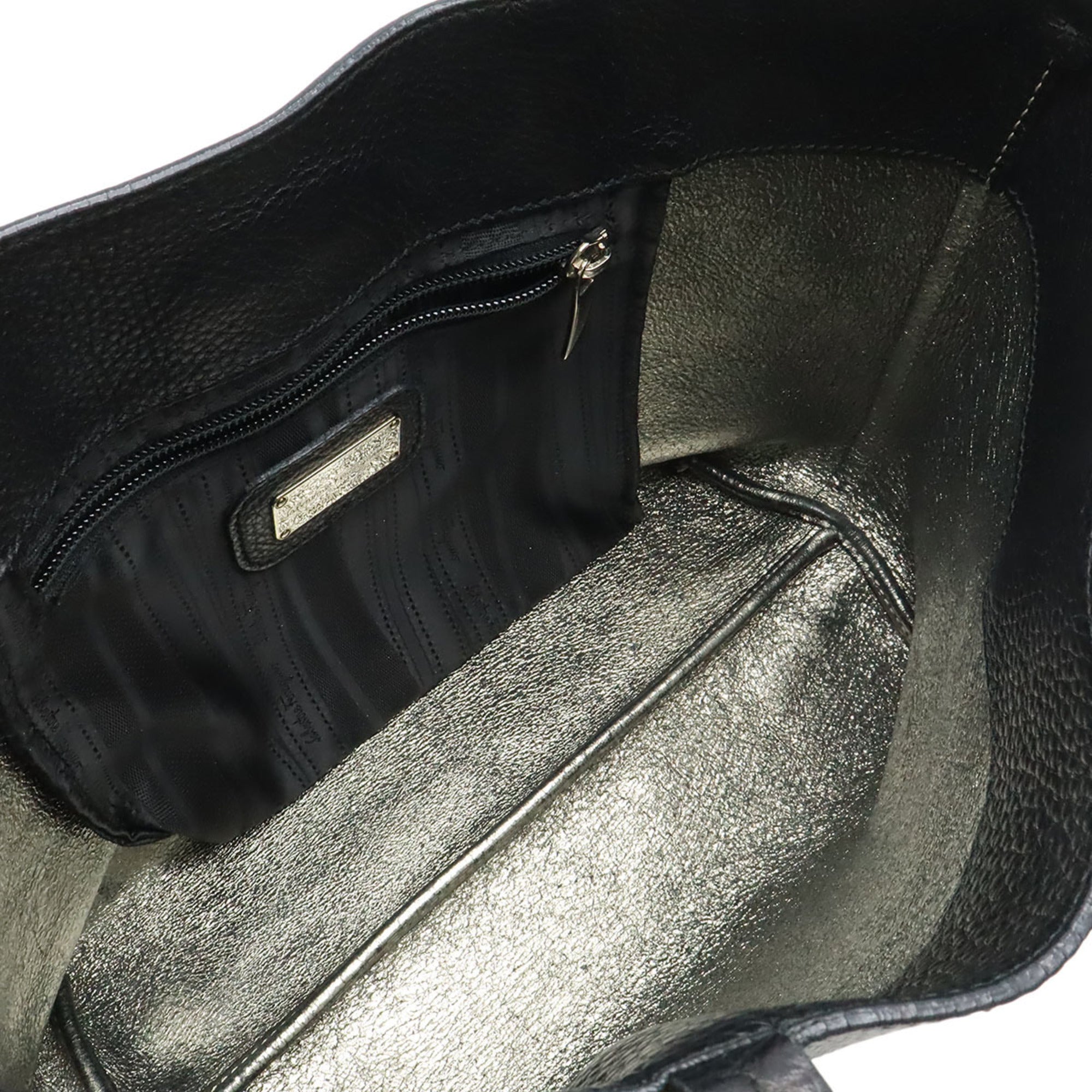Salvatore Ferragamo Black Leather Handbag Tote Bag (Pre-Owned)