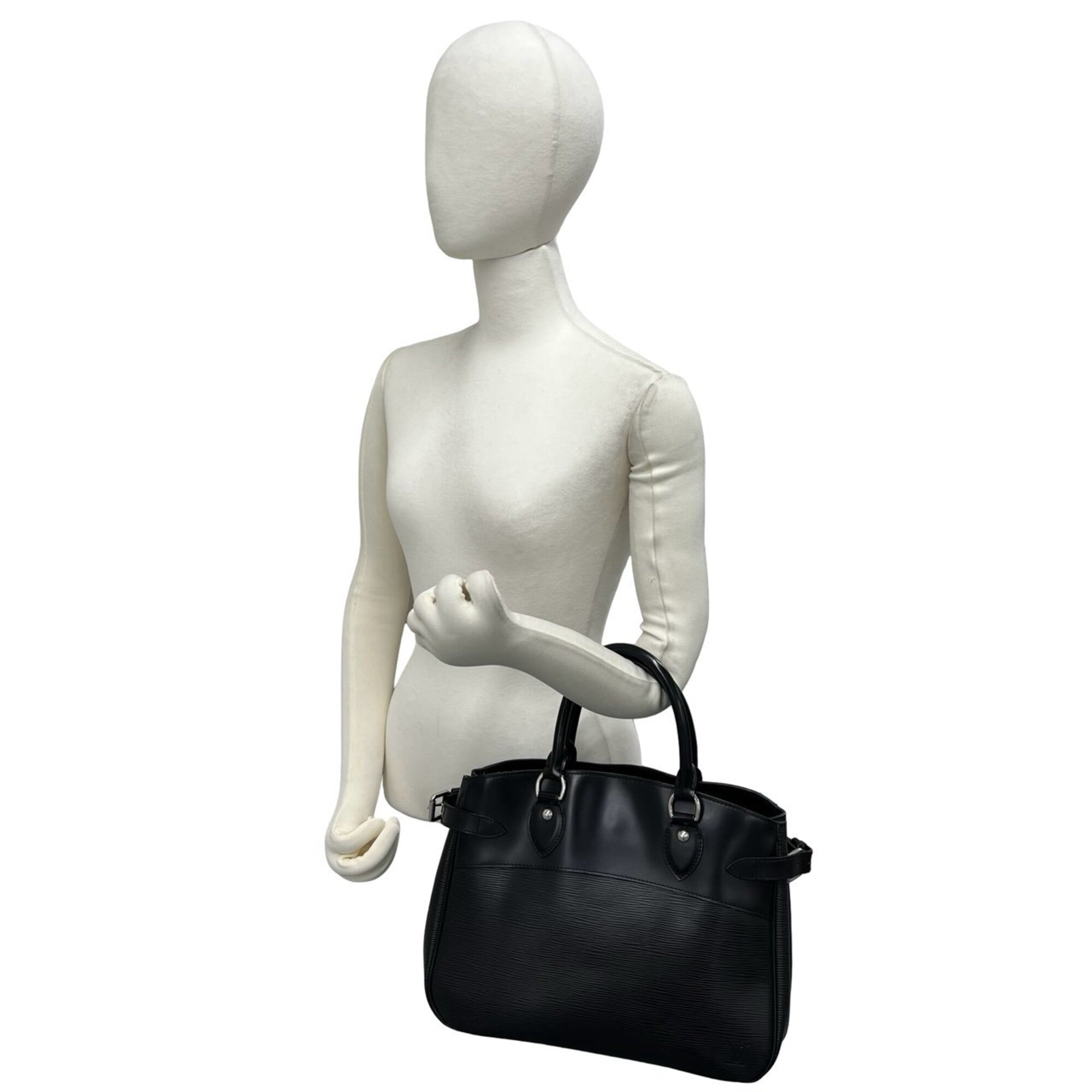 Louis Vuitton Black Leather Handbag Tote Bag (Pre-Owned)