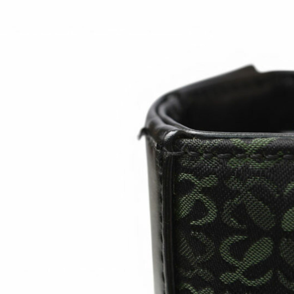 Loewe Black Green Leather Canvas Handbag (Pre-Owned)