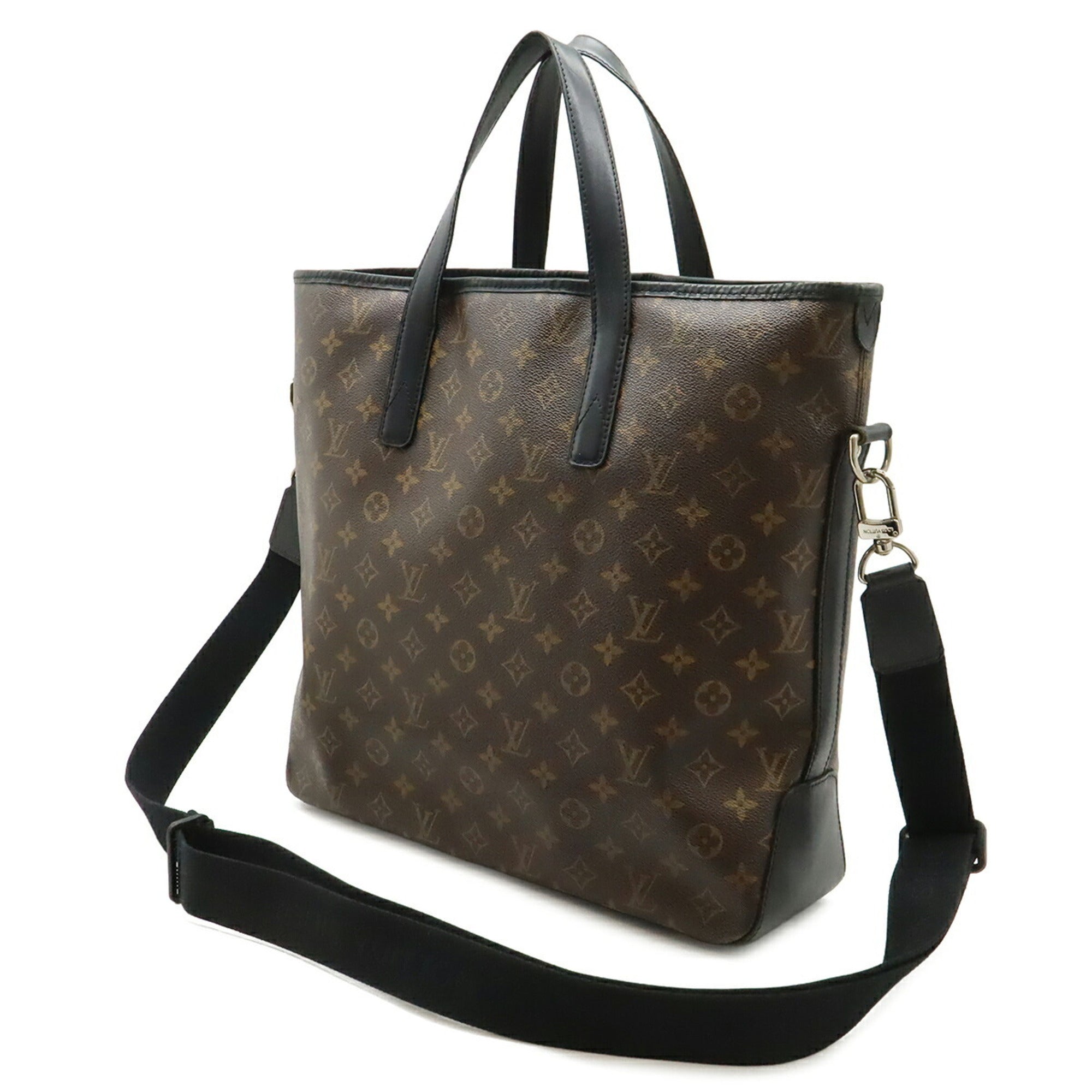Louis Vuitton Black Brown Canvas Shoulder Bag Tote Bag (Pre-Owned)