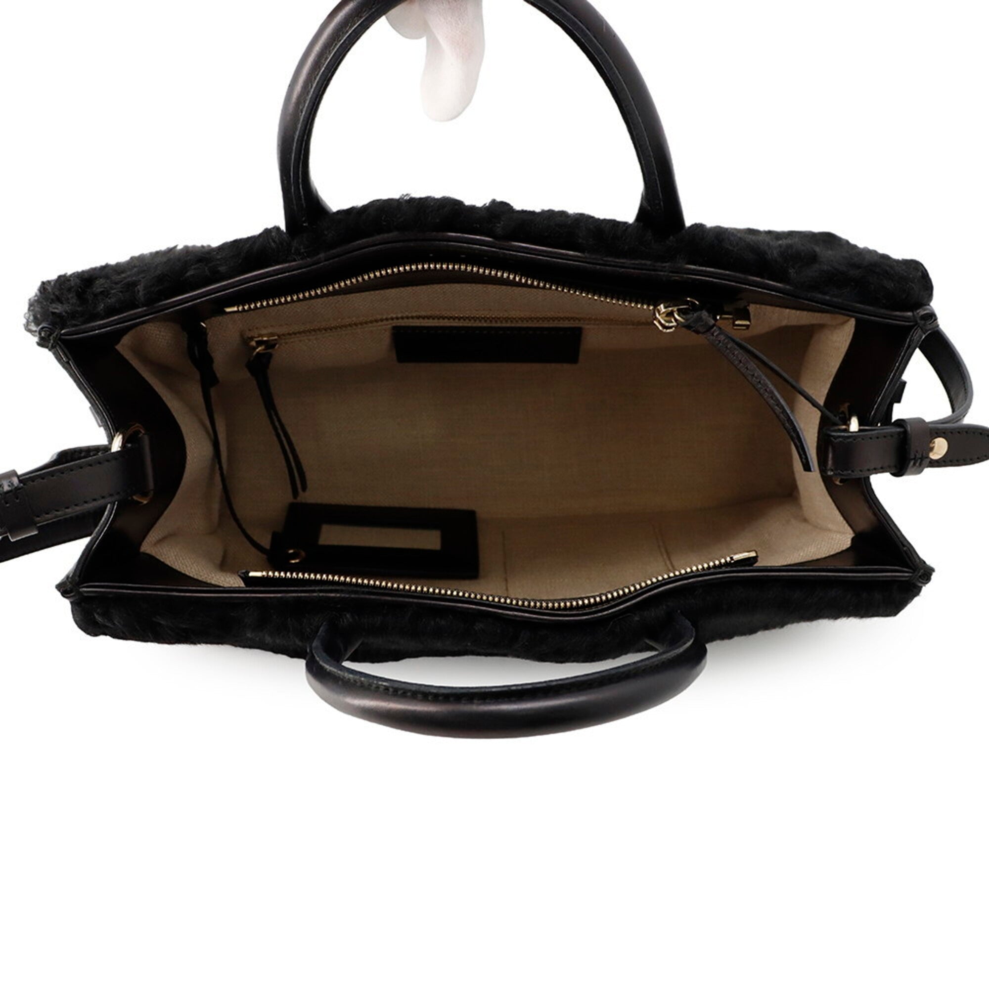 Balenciaga Black Fur Handbag Shoulder Bag (Pre-Owned)