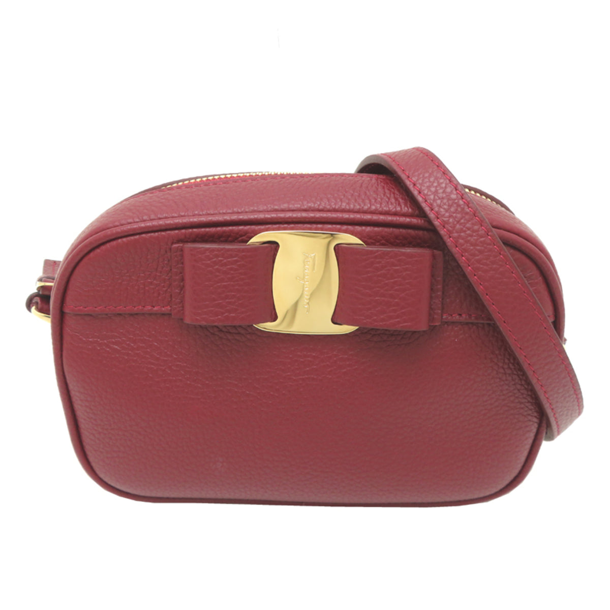 Salvatore Ferragamo Red Color Leather Shoulder Bag (Pre-Owned)