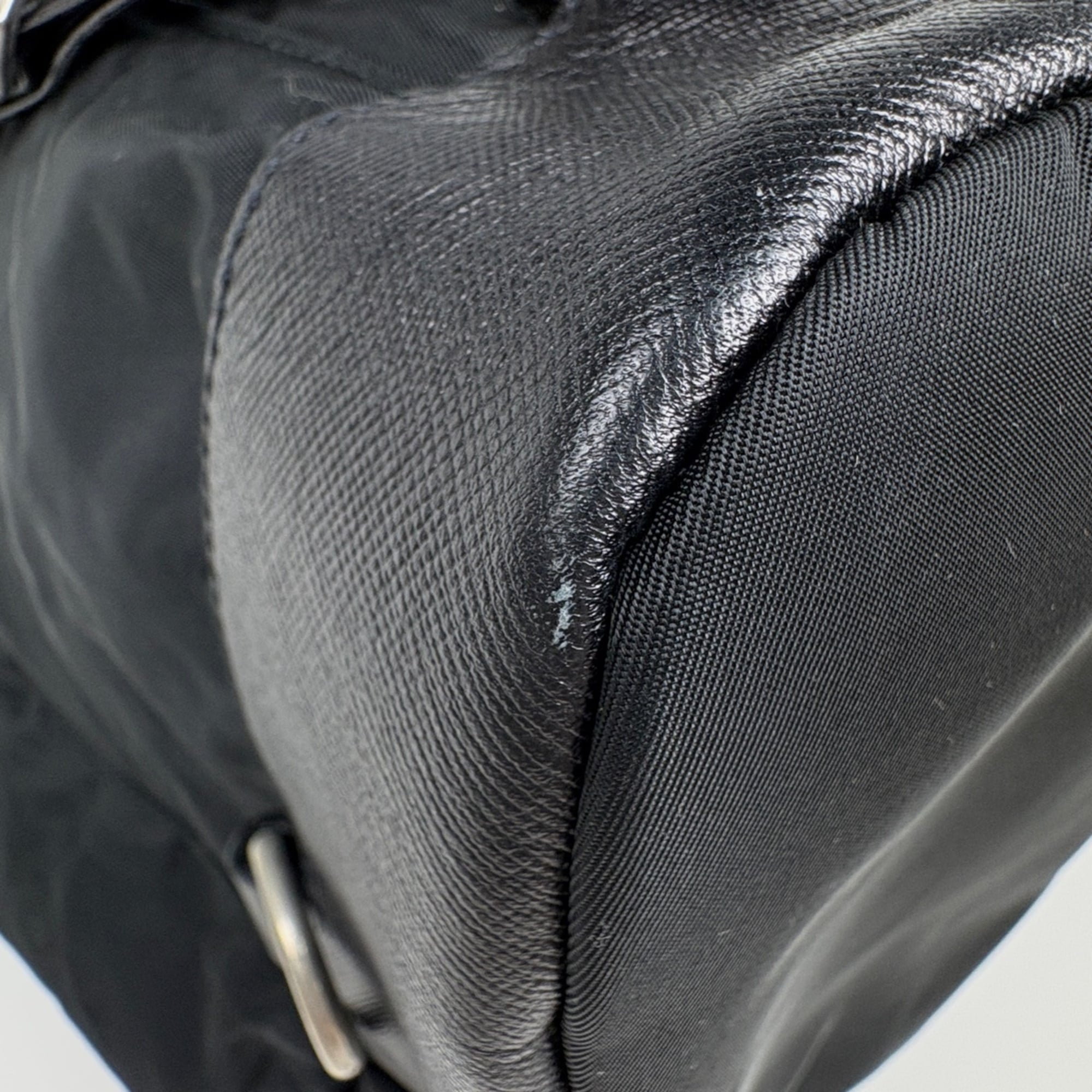 Prada Black Nylon Leather Backpack (Pre-Owned)