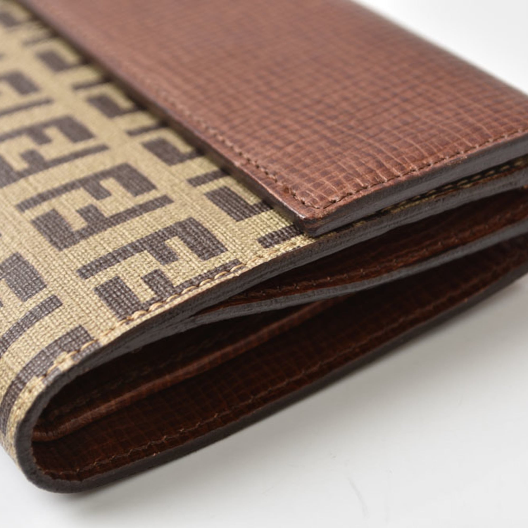 Fendi Beige Brown Brown Pvc Leather Wallet (Bi-Fold) (Pre-Owned)