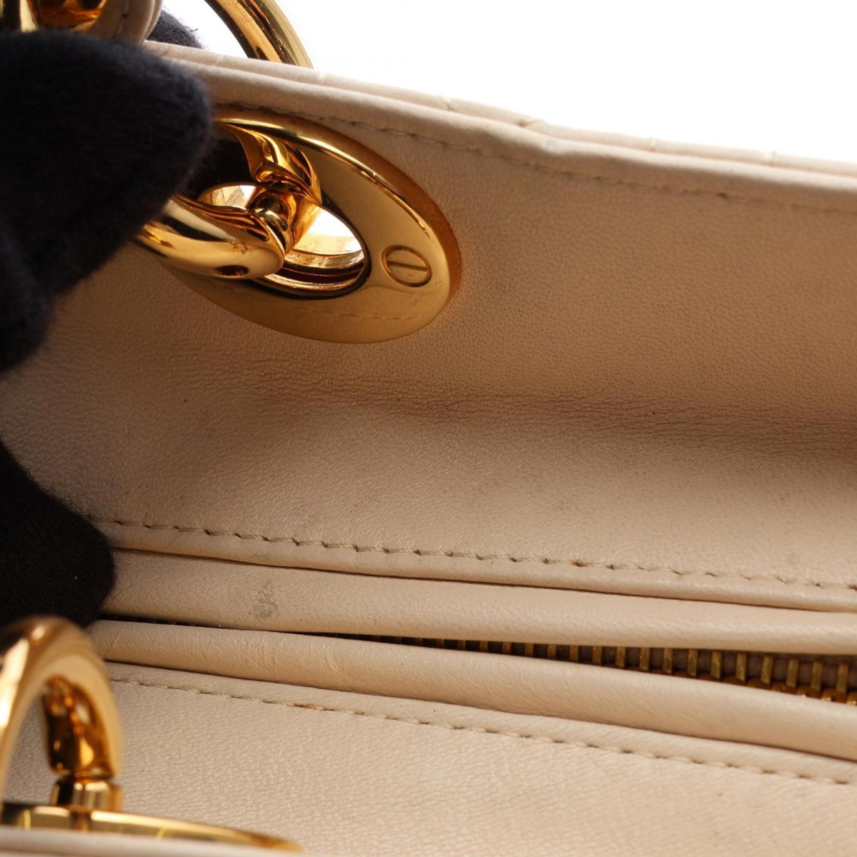 Christian Dior Lady Dior Ivory Leather Handbag (Pre-Owned)