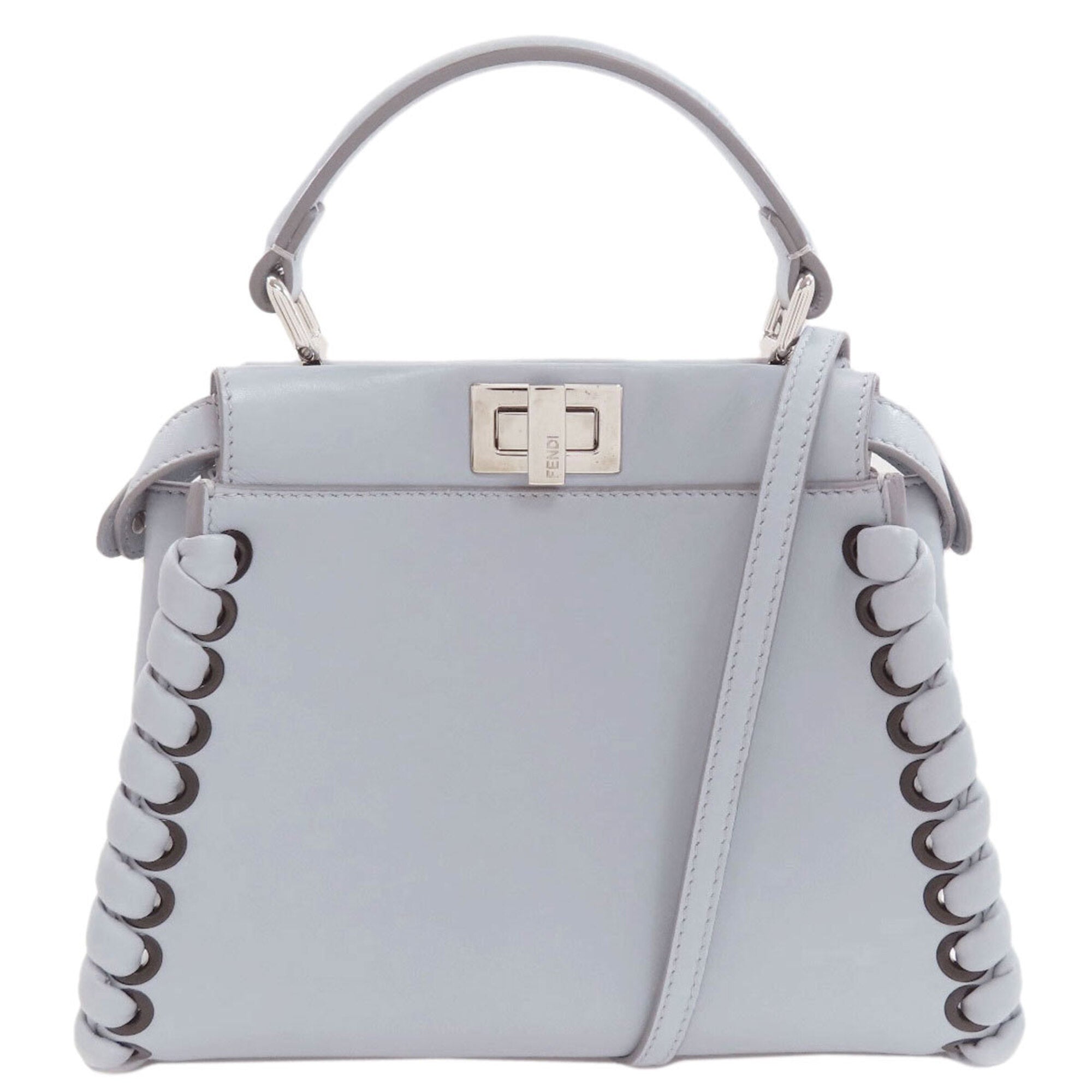 Fendi Peekaboo Light Blue Leather Handbag (Pre-Owned)