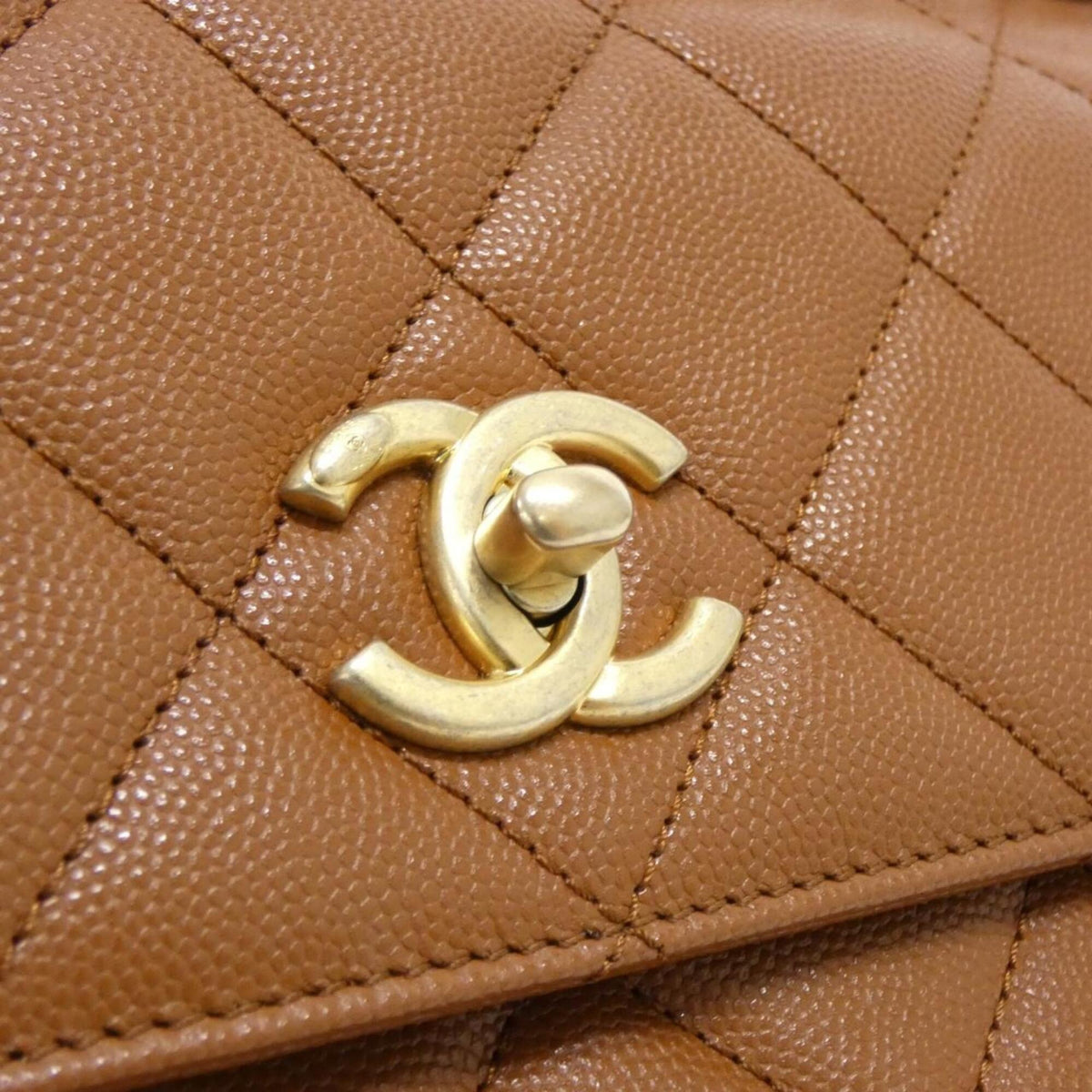 Chanel Brown Grained Calfskin Shoulder Bag (Pre-Owned)
