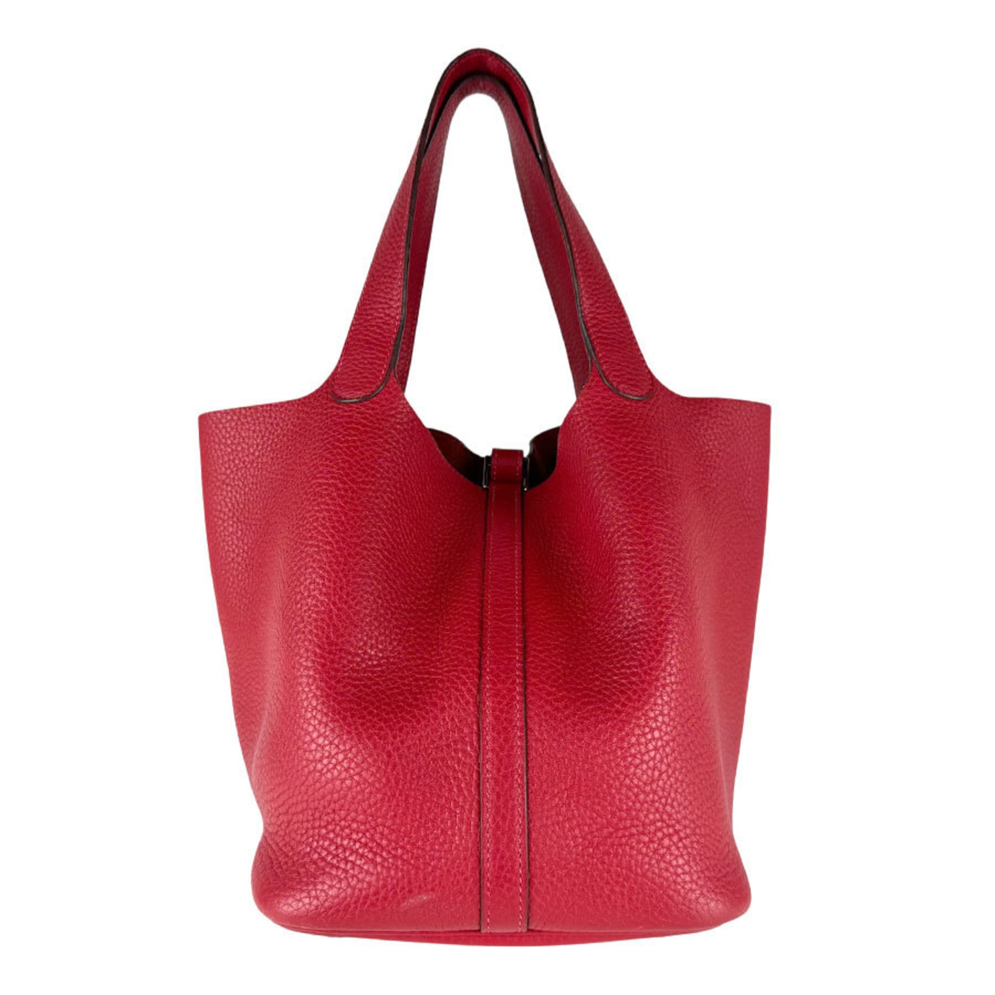 Hermes Rouge Casaque Taurillon Clemence Leather Handbag (Pre-Owned)