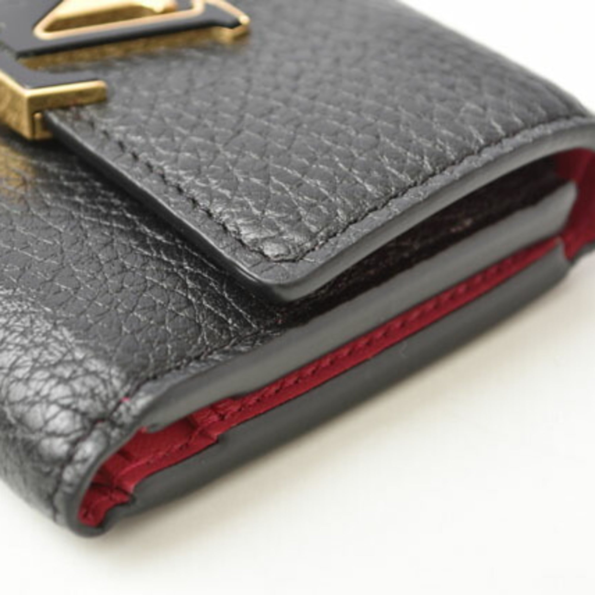 Louis Vuitton Taurillon Noir Leather Wallet (Tri-Fold) (Pre-Owned)