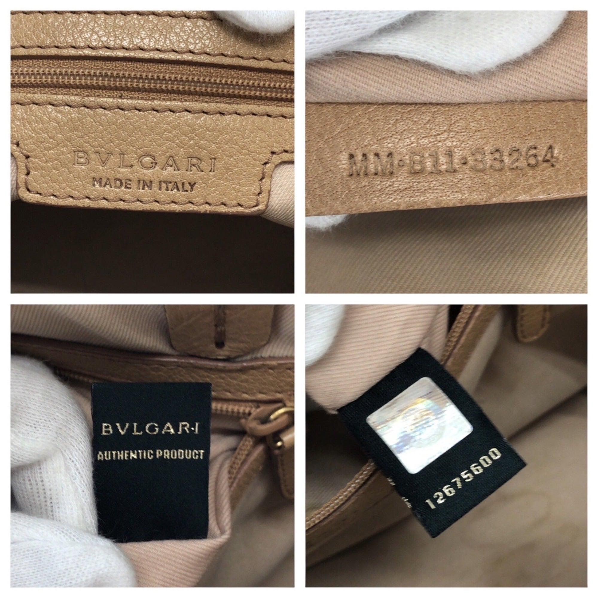 Bvlgari Beige Leather Handbag Tote Bag (Pre-Owned)