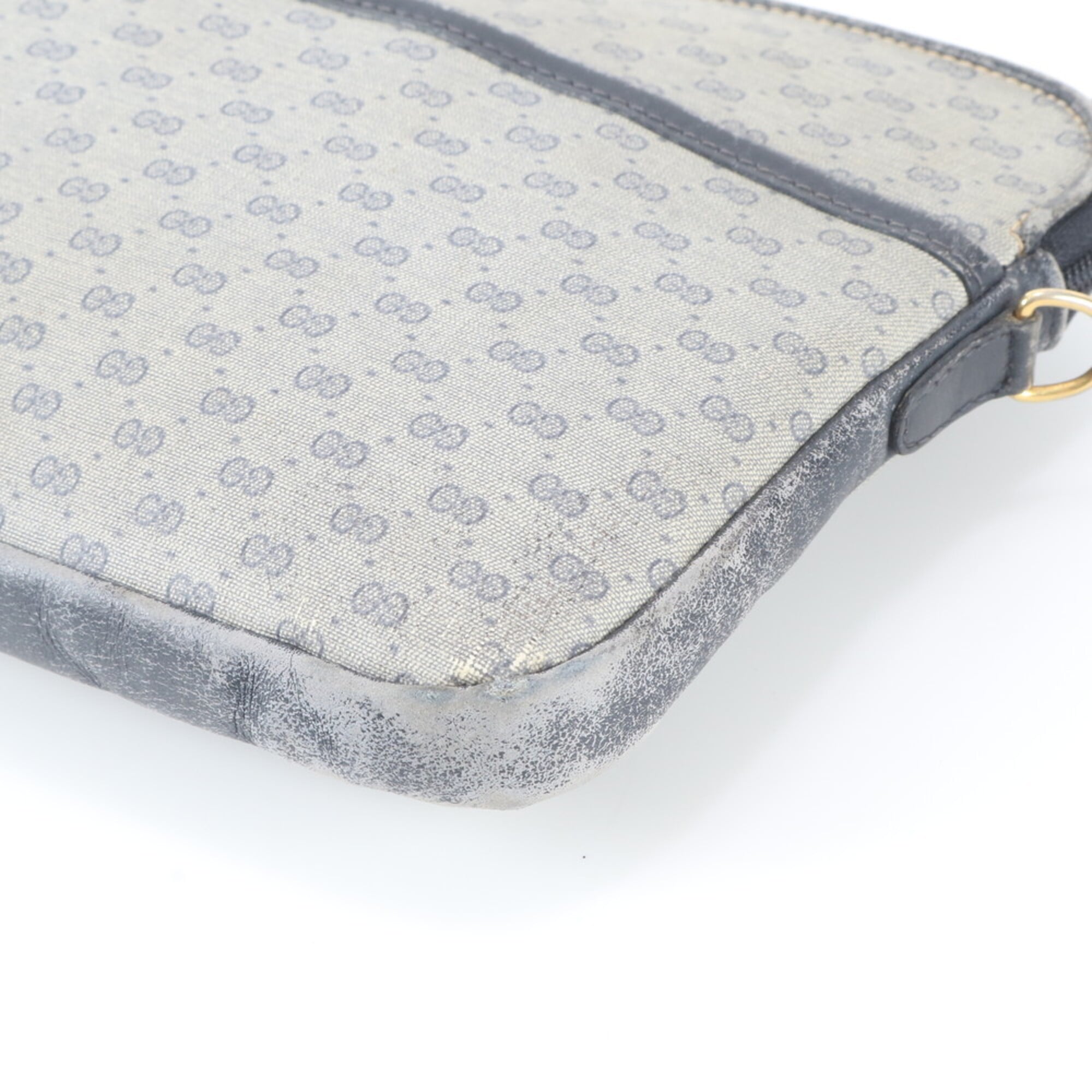 Gucci Navy White Micro Gg Leather Clutch Bag Handbag Pouch (Pre-Owned)