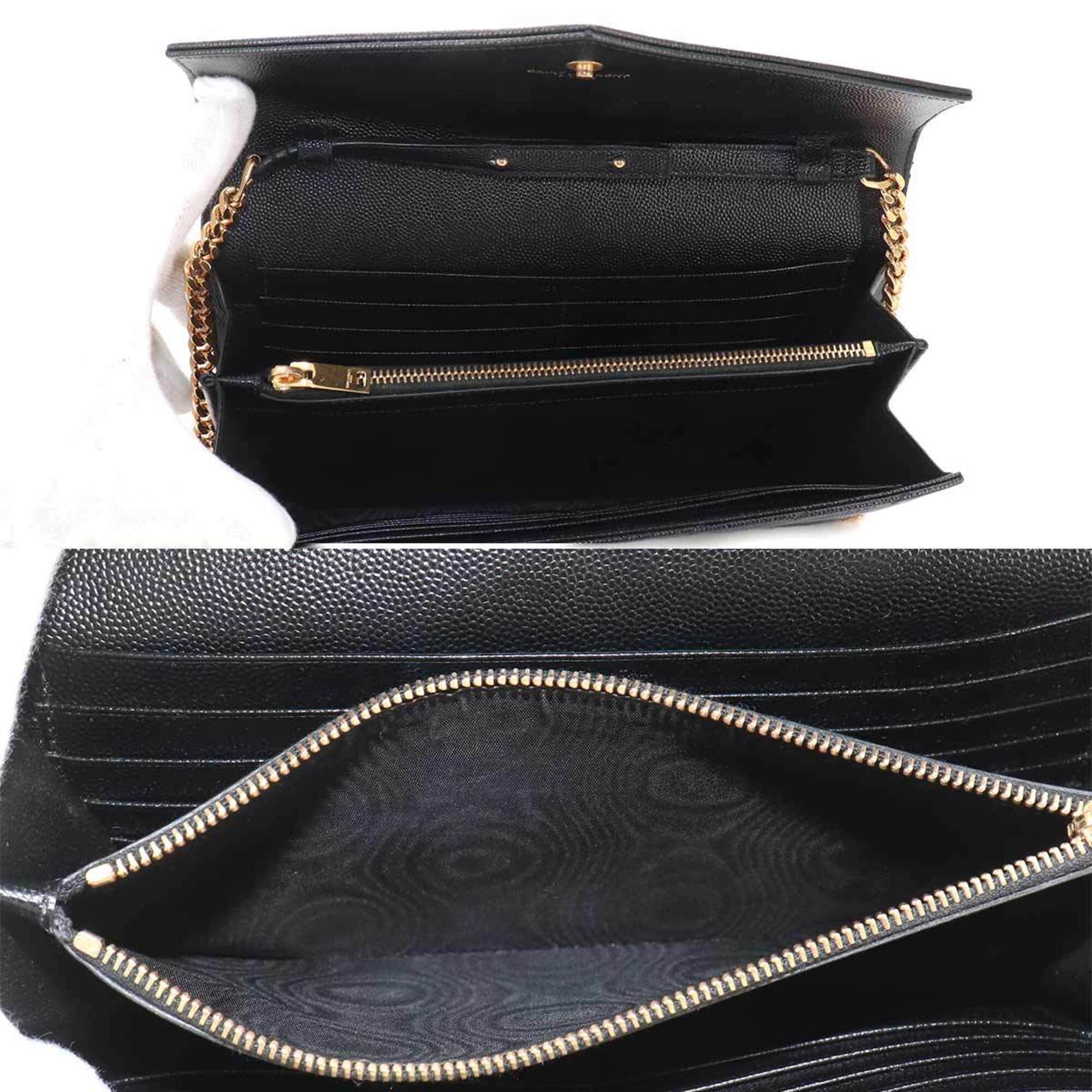 Saint Laurent Black Leather Chain/Shoulder Wallet (Pre-Owned)