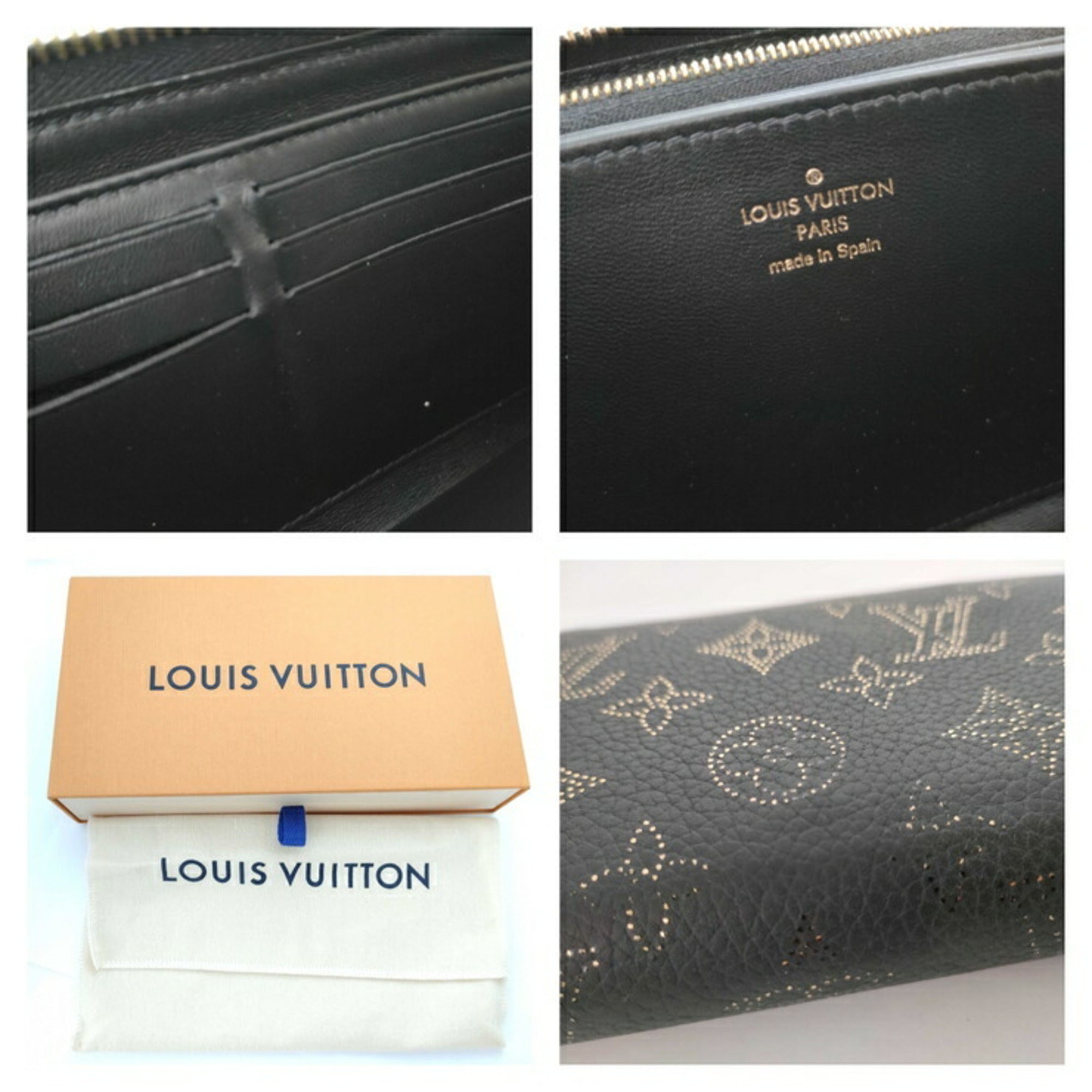Louis Vuitton Black Leather Long Wallet (Bi-Fold) (Pre-Owned)