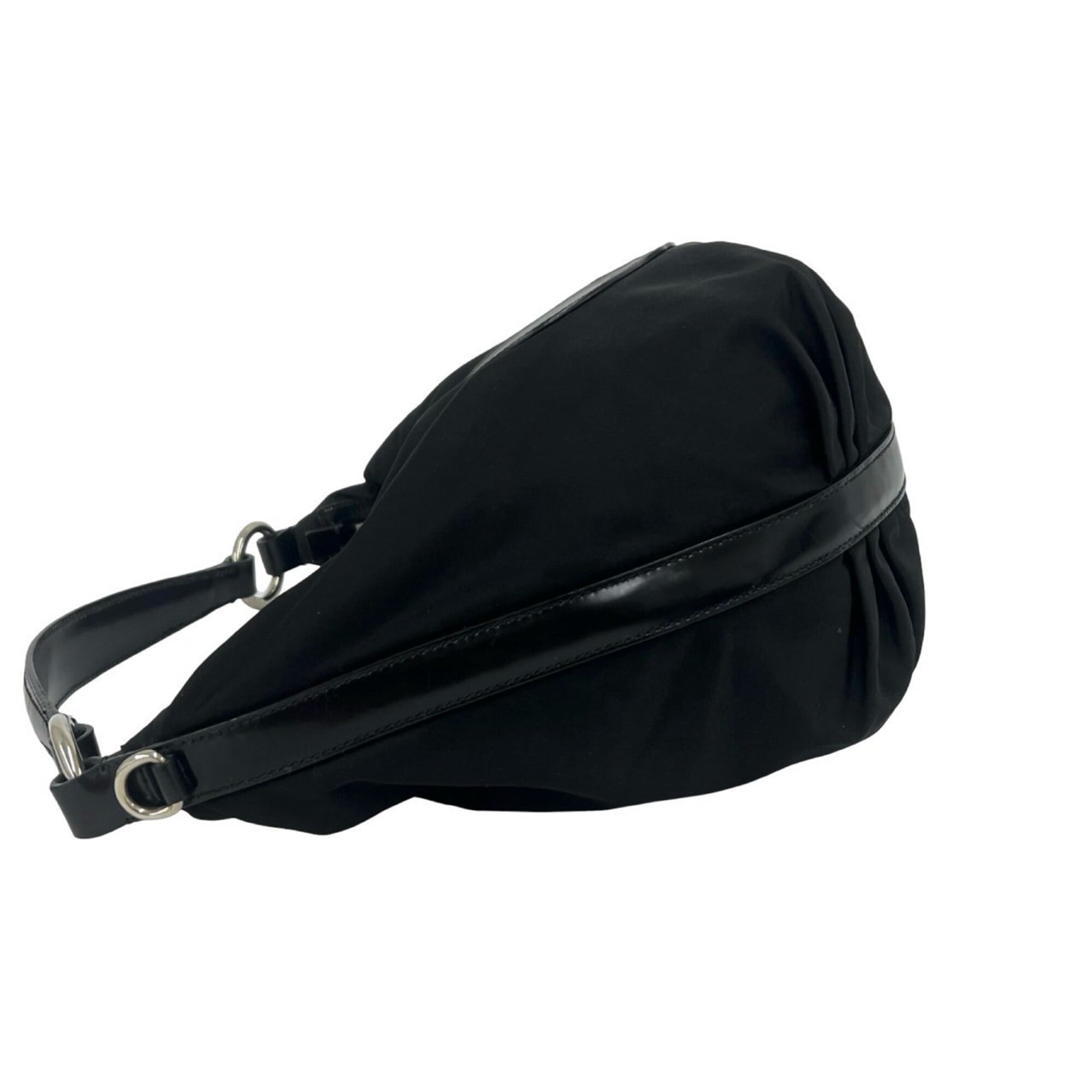 Prada Black Nylon Patent Leather Handbag Shoulder Bag (Pre-Owned)