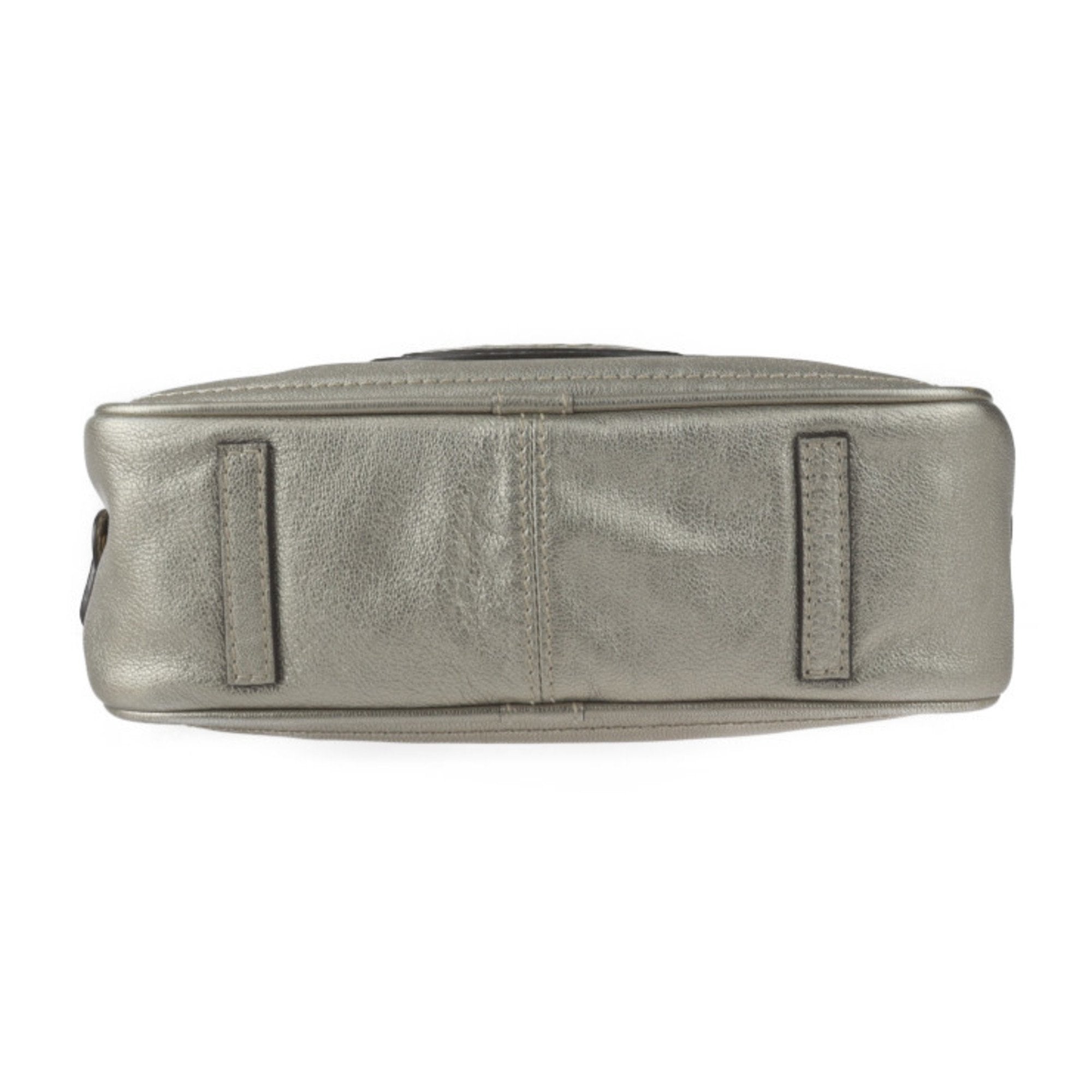 Loewe Gold Gray Leather Boston Bag Handbag Tote Bag (Pre-Owned)