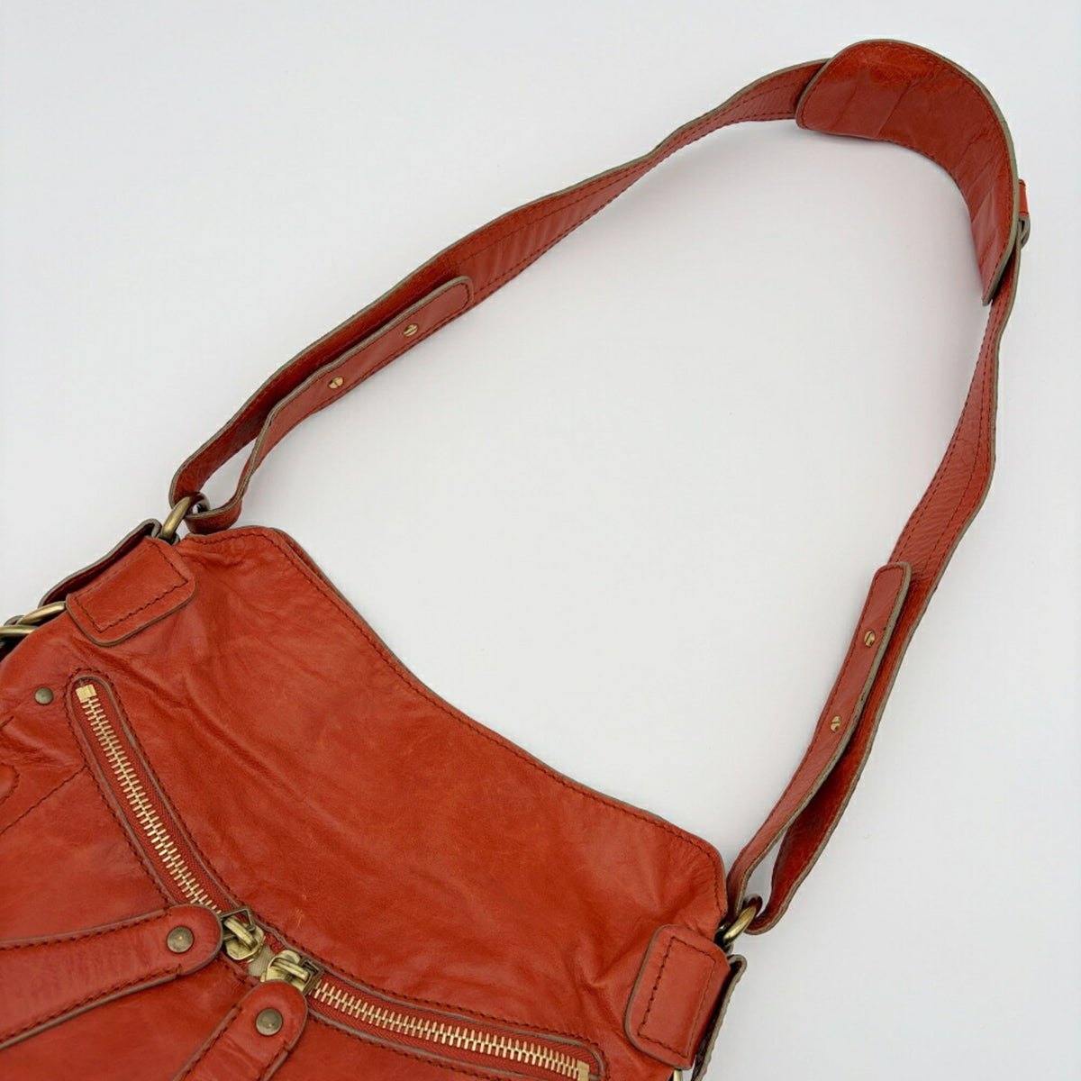 Chloé Orange Leather Shoulder Bag (Pre-Owned)